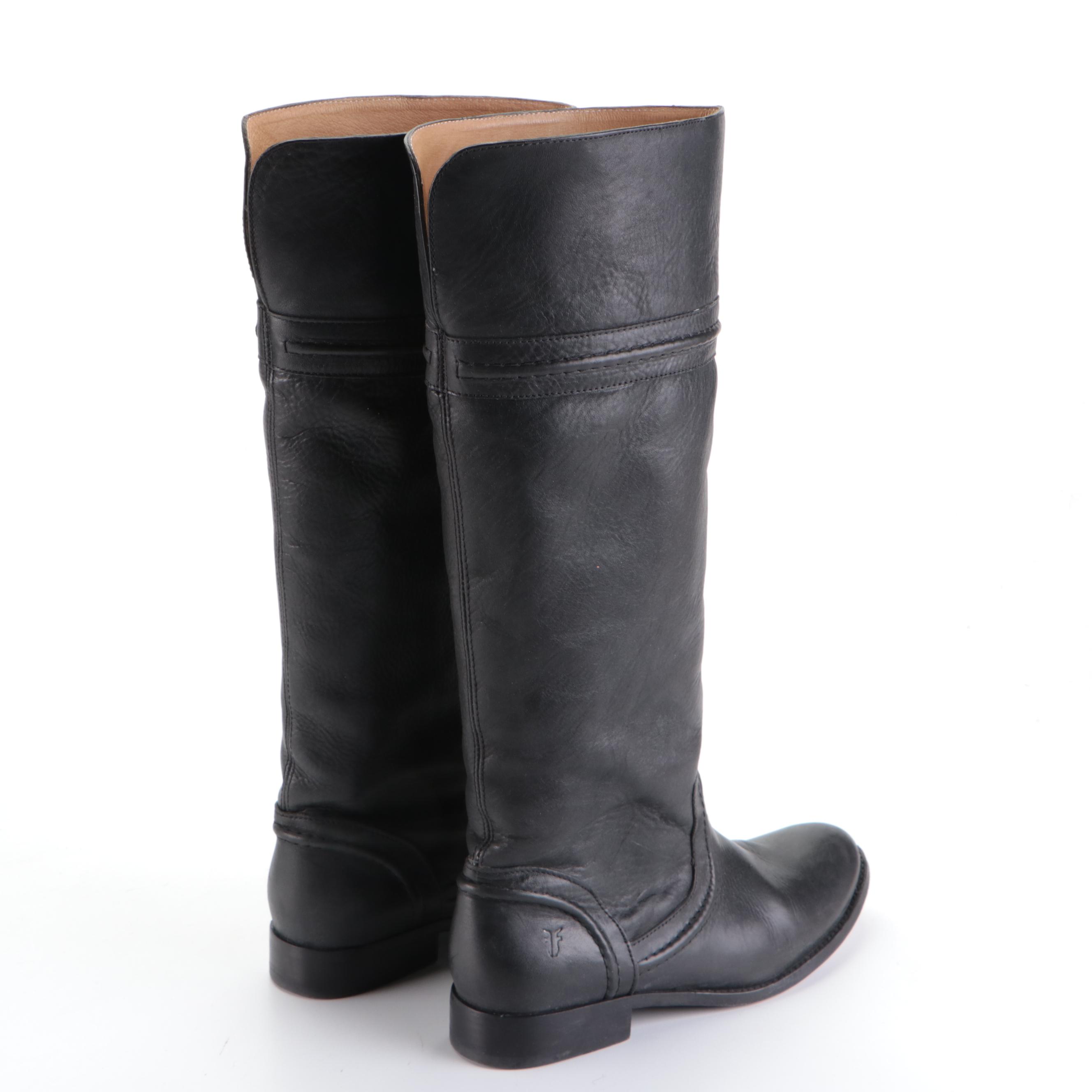 Frye Melissa Trapunto Tall Boots in Black Leather with Box