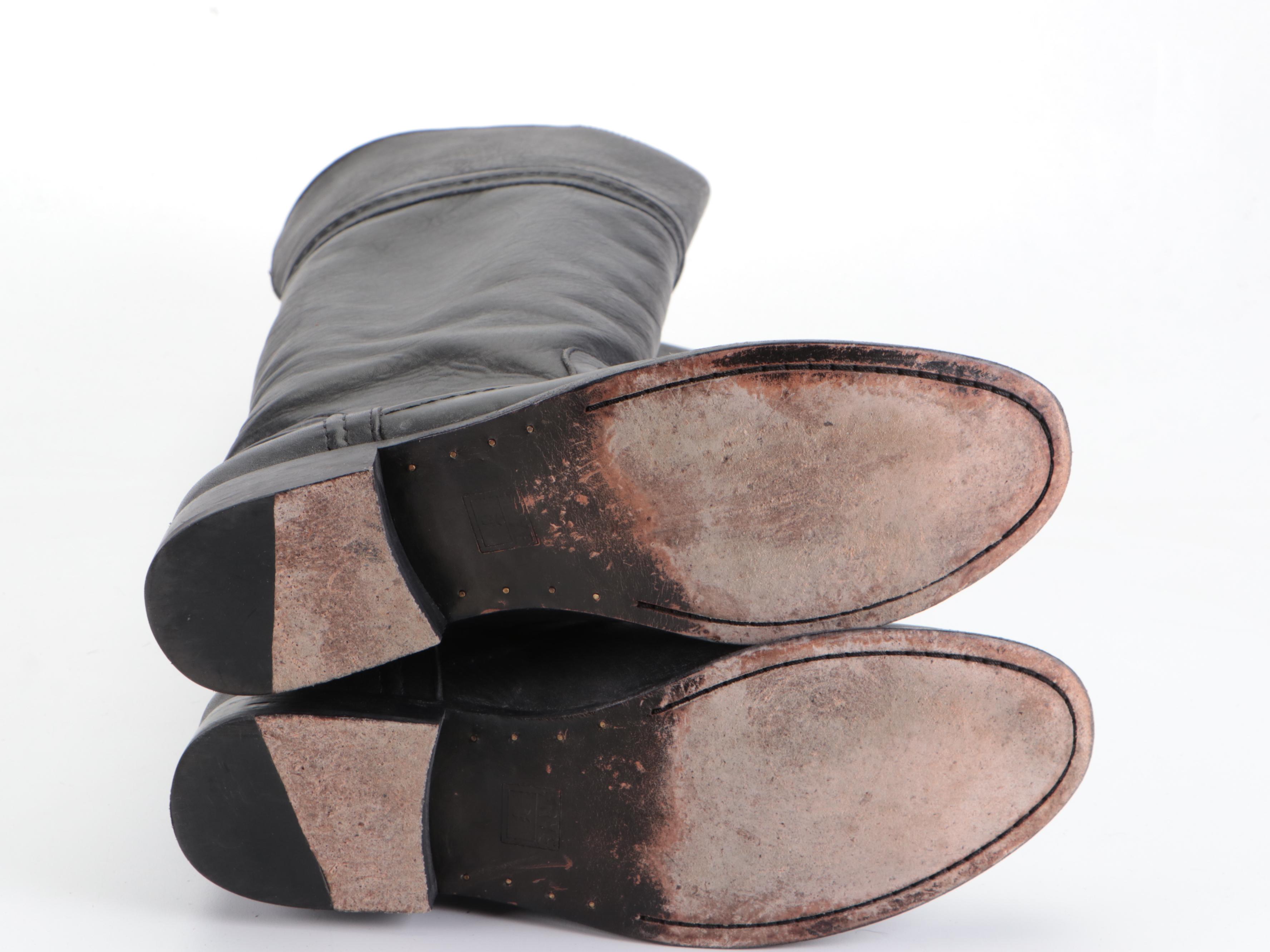 Frye Melissa Trapunto Tall Boots in Black Leather with Box