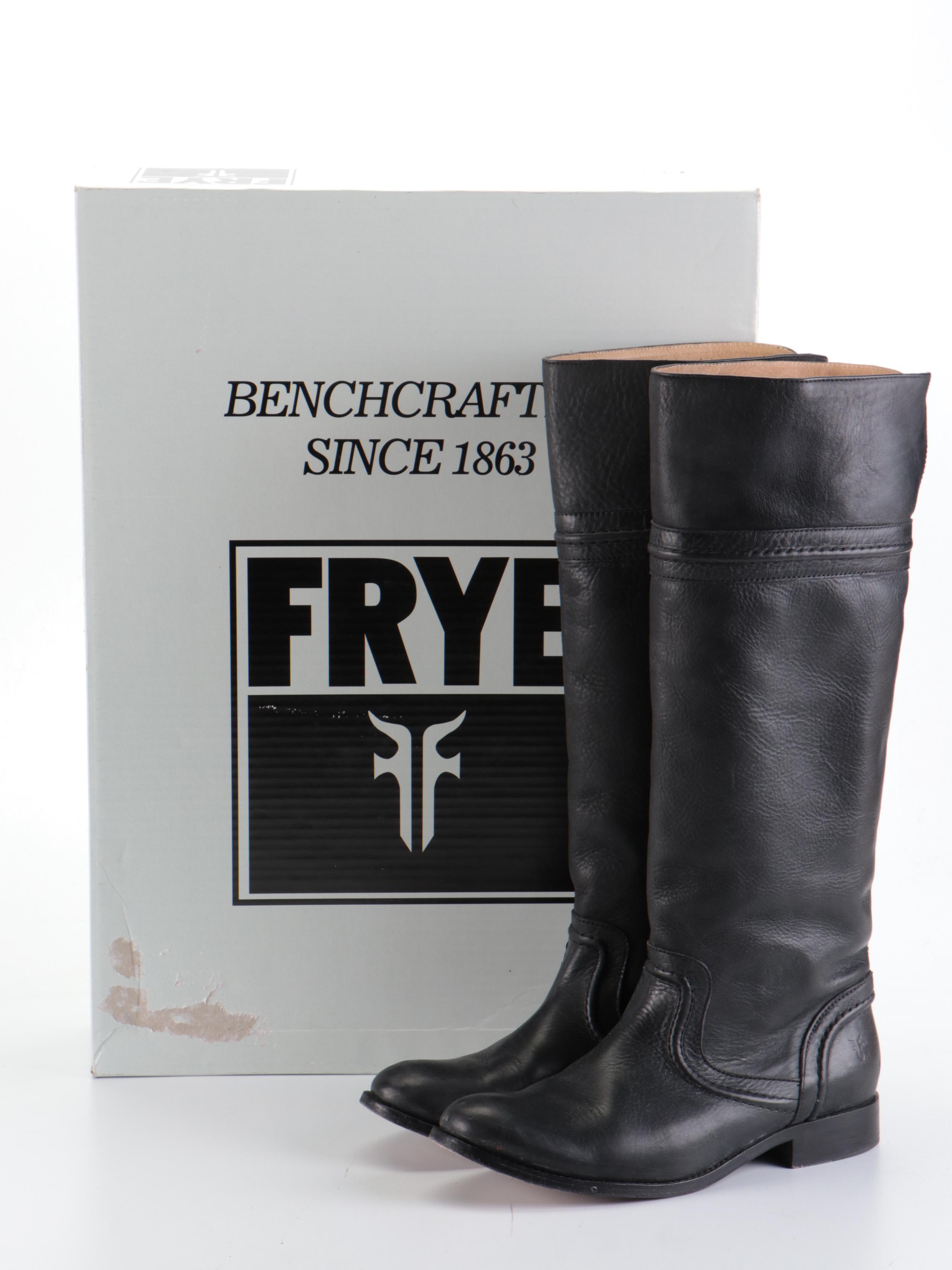 Frye Melissa Trapunto Tall Boots in Black Leather with Box