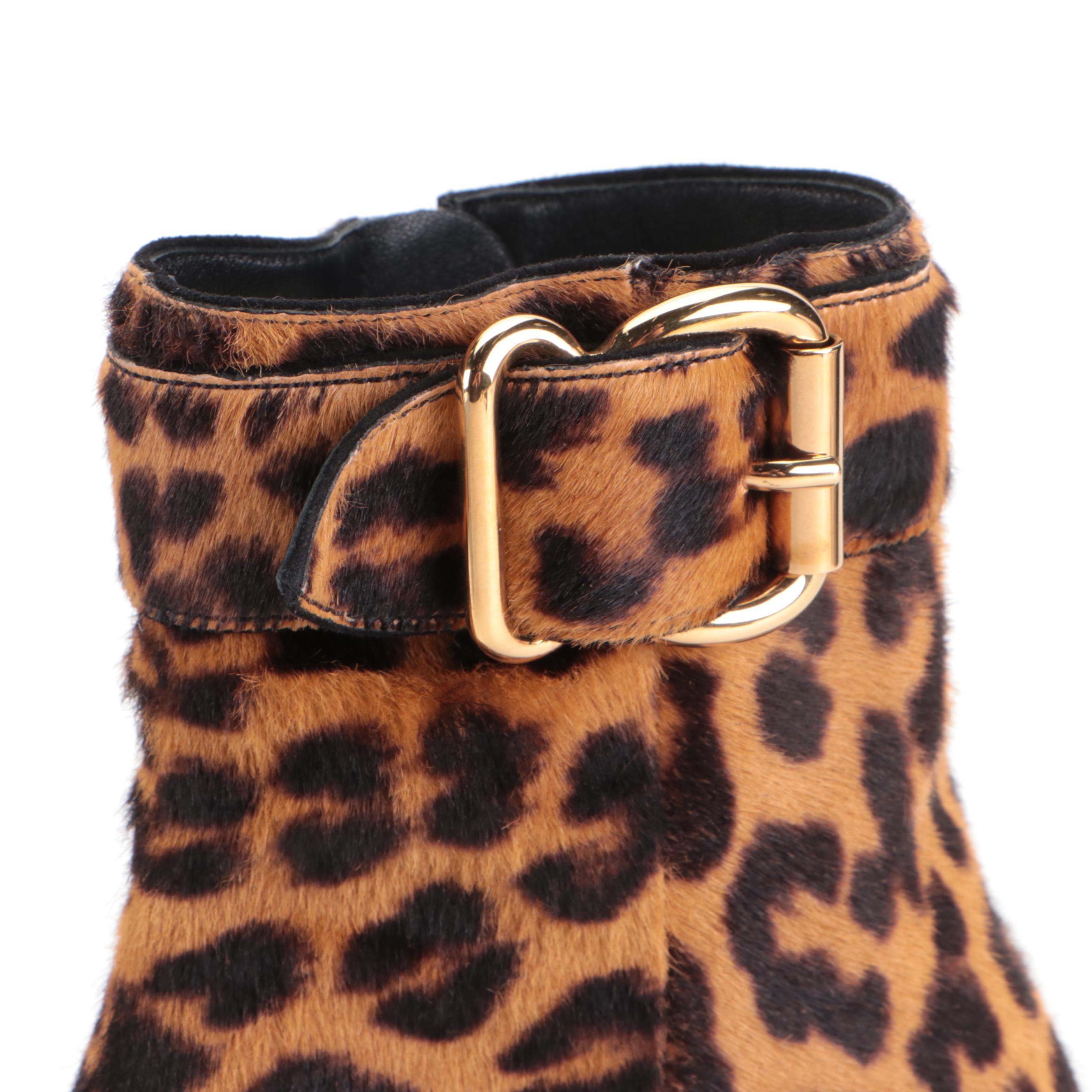 Prada Ankle Boots in Leopard-Print Dyed Calf Hair with Box