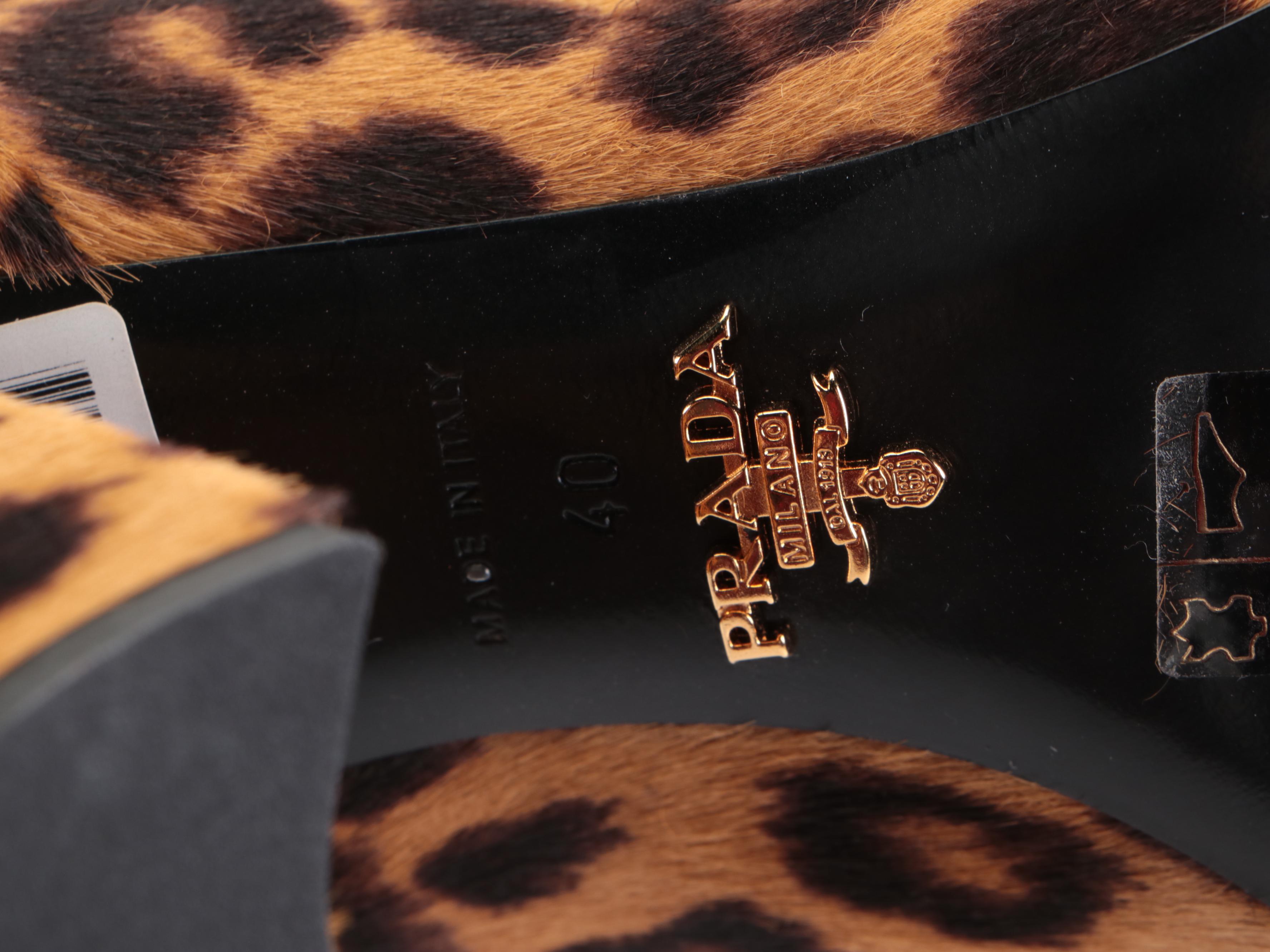 Prada Ankle Boots in Leopard-Print Dyed Calf Hair with Box