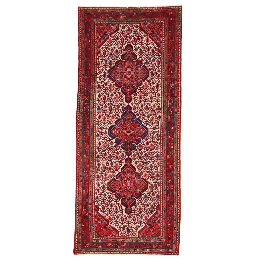 4'2 x 9'9 Hand-Knotted Persian Kurdish Boteh Long Rug