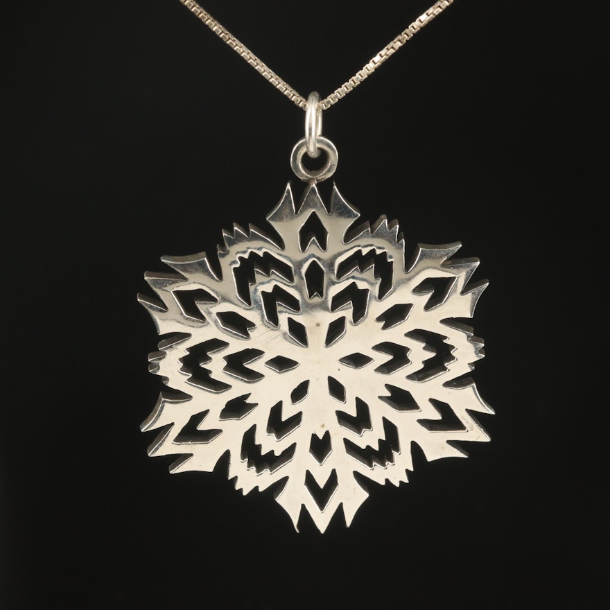 Limited Edition Sterling Snowflake Pendant Necklace