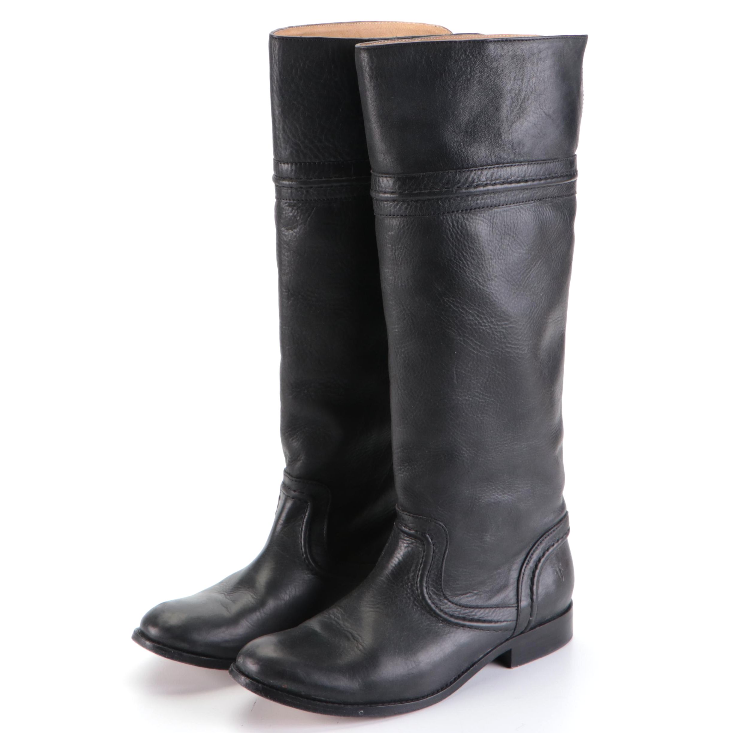 Frye Melissa Trapunto Tall Boots in Black Leather with Box