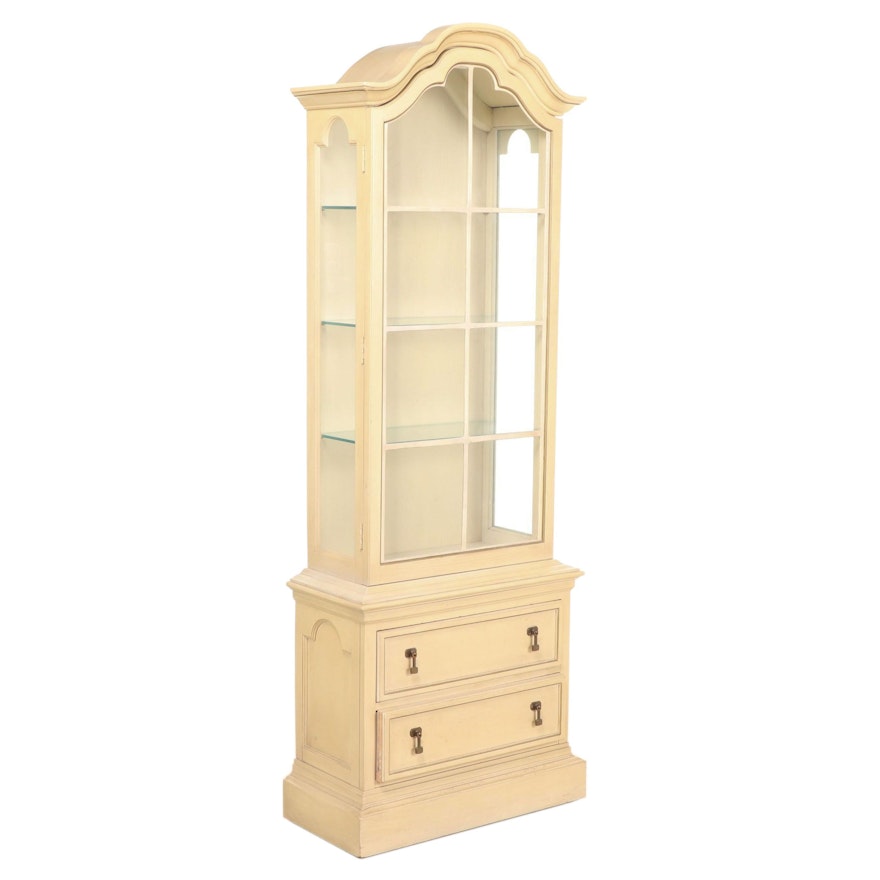 Brandt French Provincial Style Painted Wood Illuminated Curio Cabinet