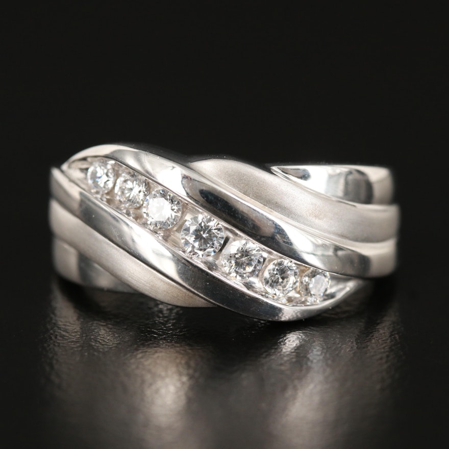 Sterling Cubic Zirconia Crossover Ring