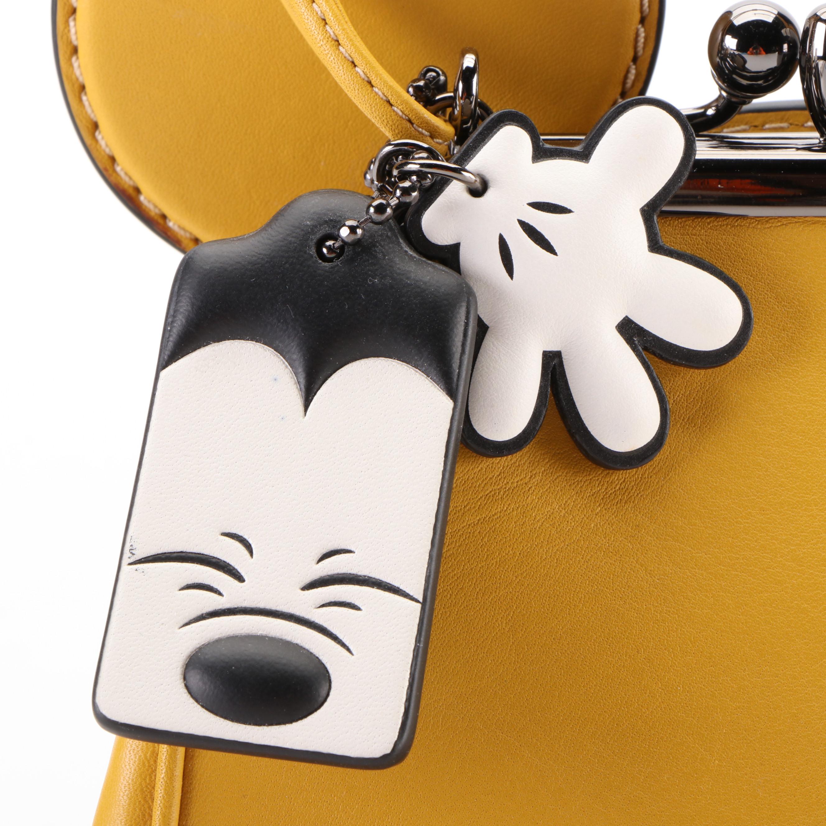 Coach X Disney Mickey Mouse Two-Way Kiss lock Bag in Yellow Leather with Box