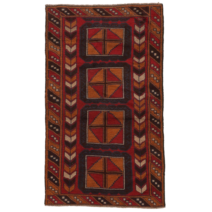 3'8 x 6'2 Hand-Knotted Afghan Baluch Area Rug