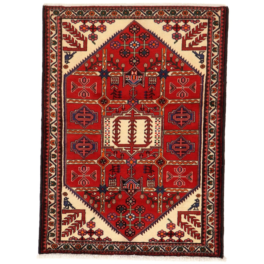 3'9 x 5'3 Hand-Knotted Persian Hamadan Area Rug