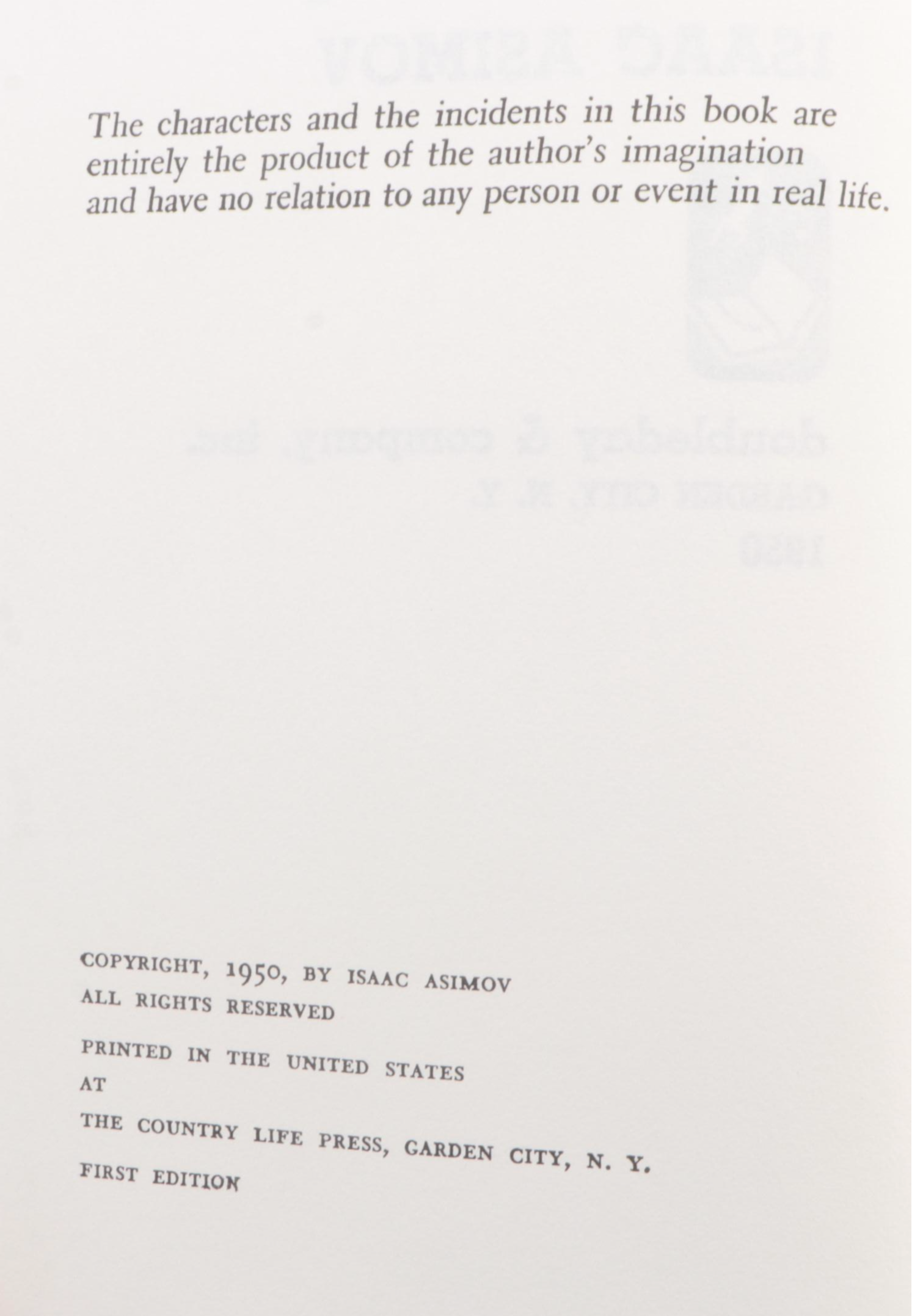 Signed Fortieth Anniversary Edition "Pebble in the Sky" by Isaac Asimov, 1990