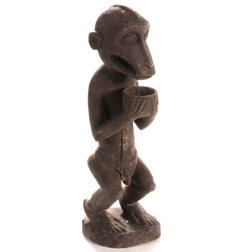 Baule Carved Wood Monkey Figure "Gbekre," West Africa