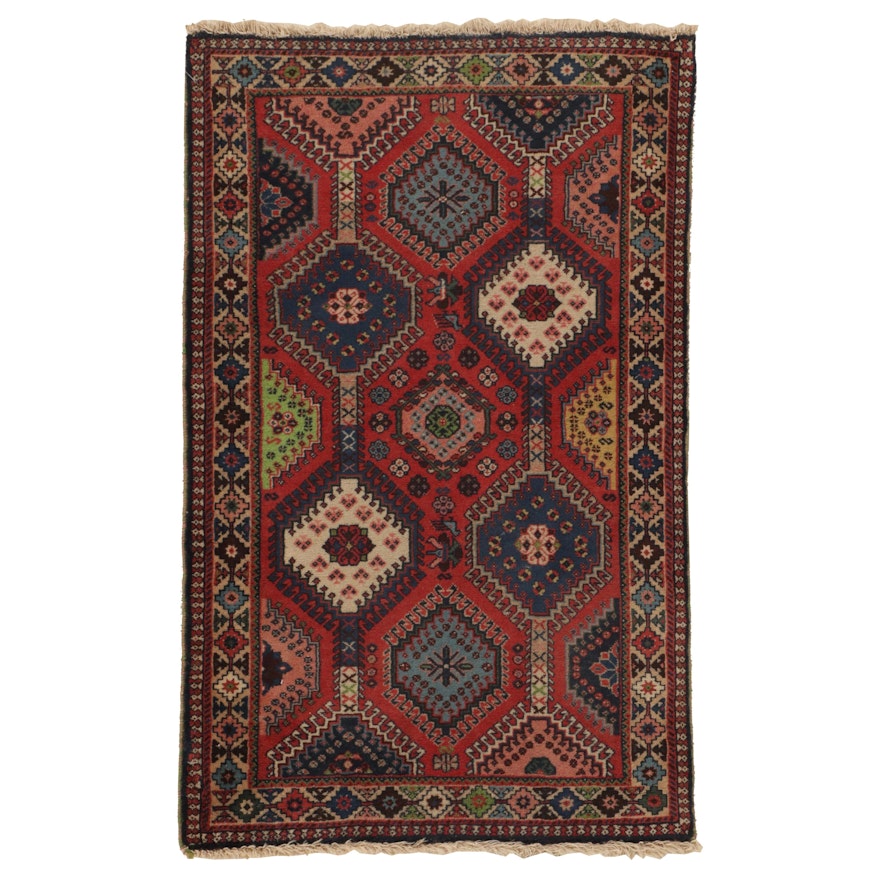 2'7 x 4'3 Hand-Knotted Persian Yalameh Accent Rug