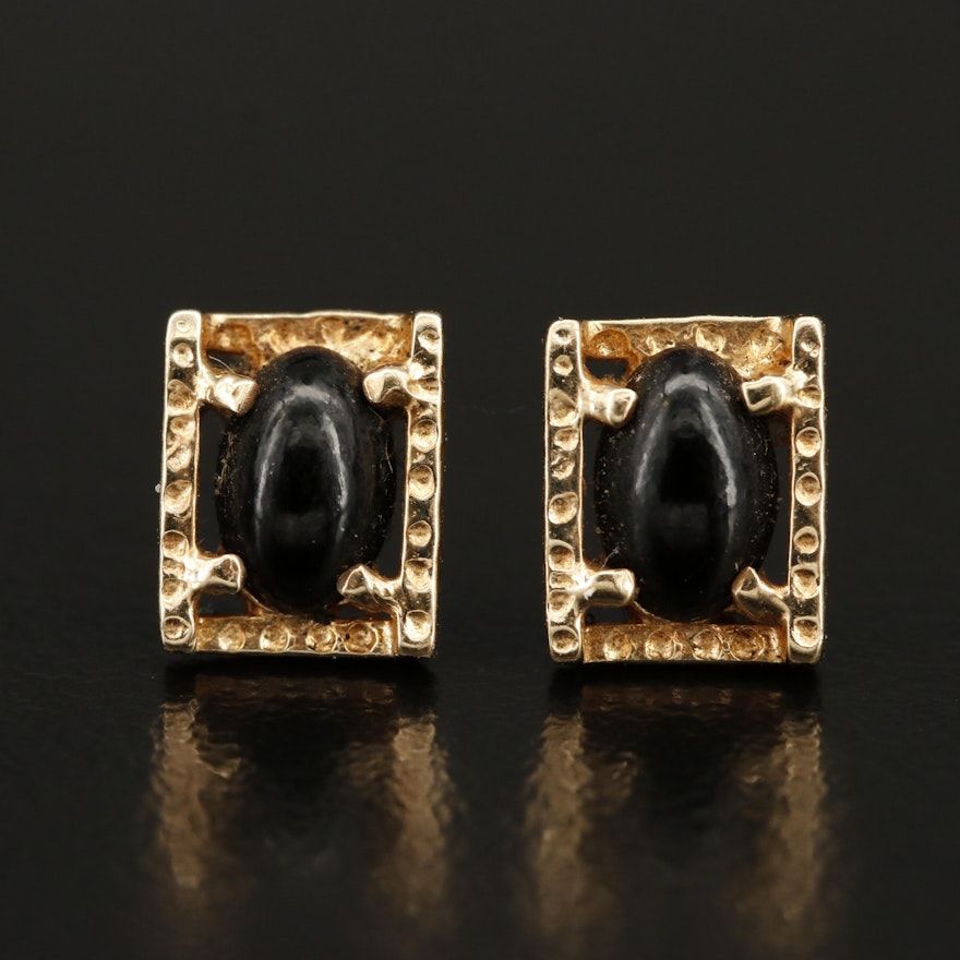 14K Black Onyx Stud Earrings