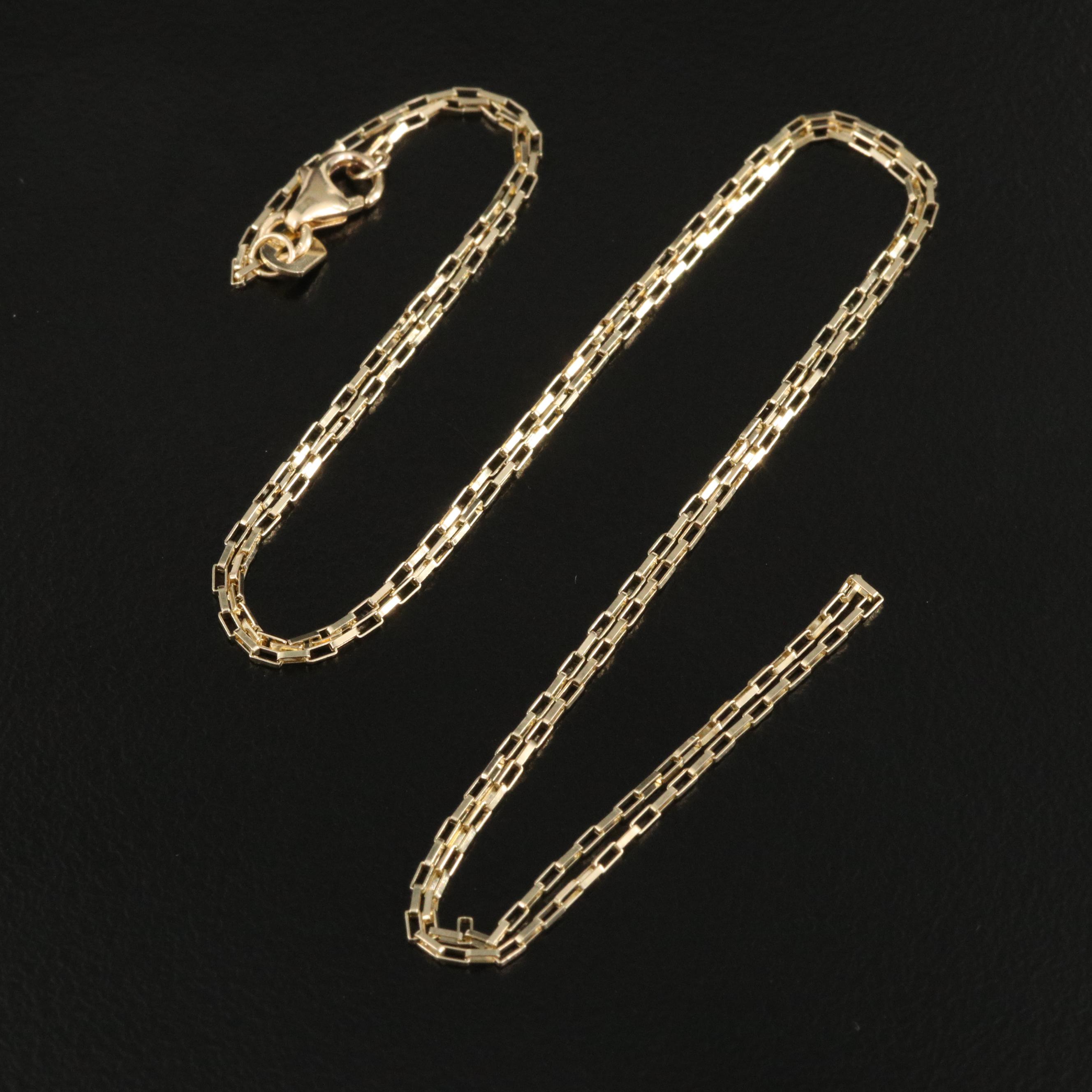 10K Elongated Box Chain Necklace