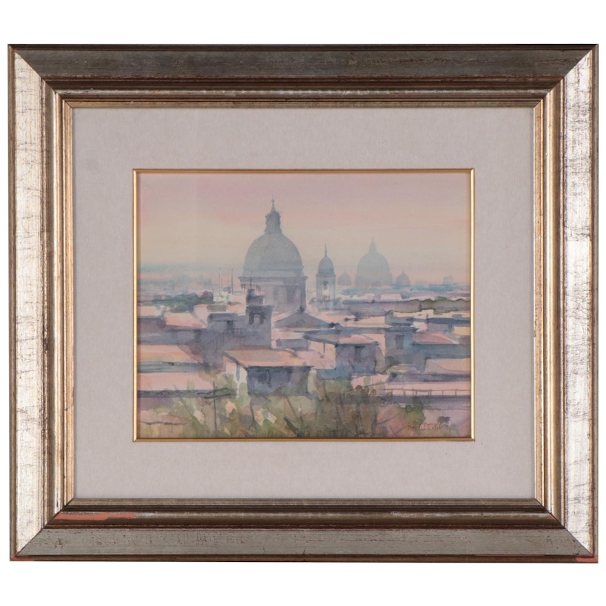 Fausto Battelli Rome Cityscape Watercolor Painting