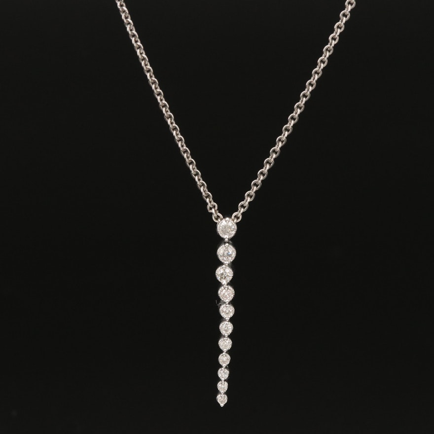 Sterling 0.26 CTW Diamond Flexible Graduating Pendant Necklace