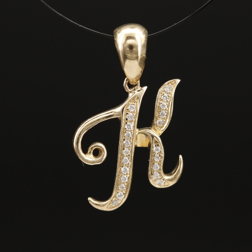 14K 0.04 CTW Diamond "K" Pendant