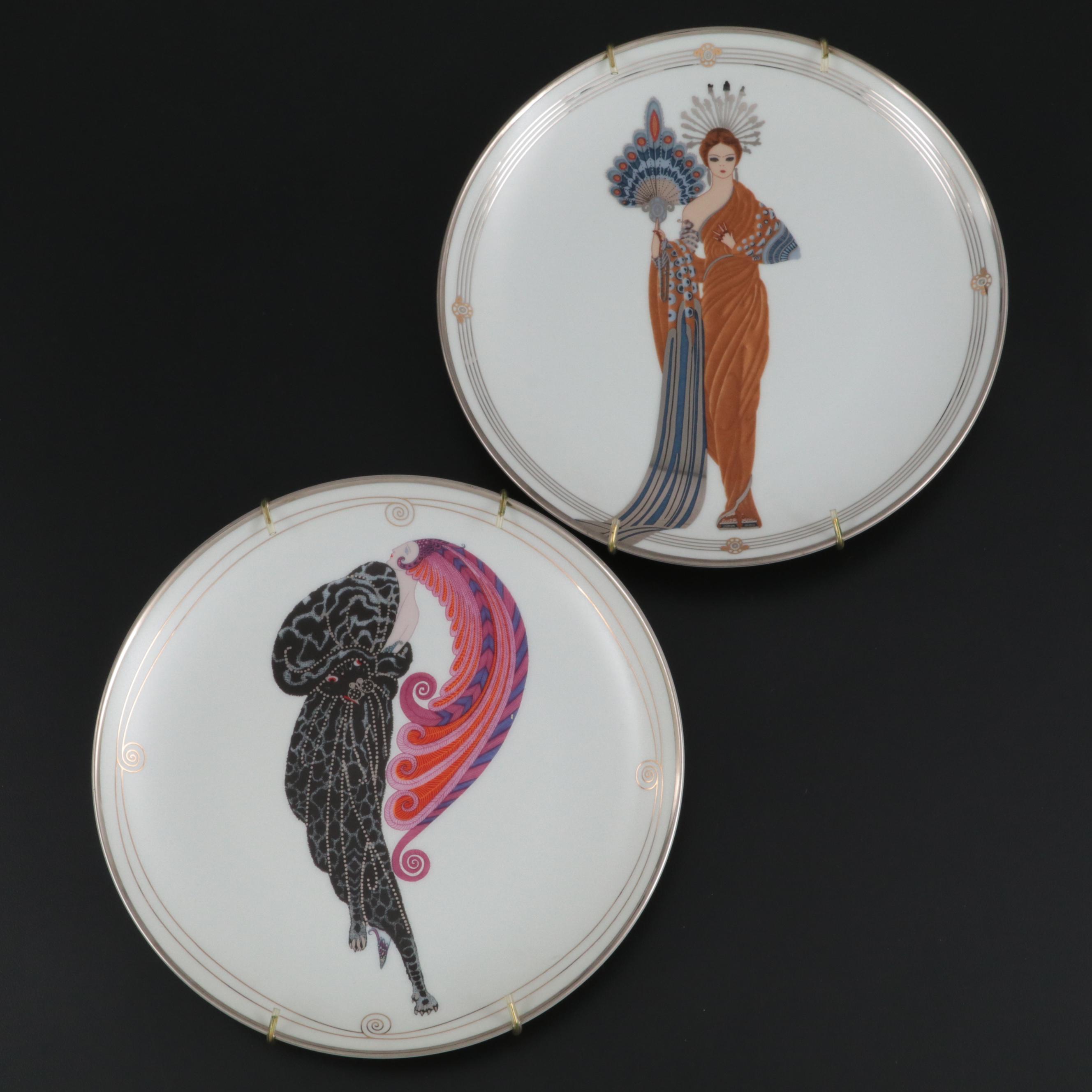 House of Erté "Beauty And The Beast" and "Athena" Porcelain Plates