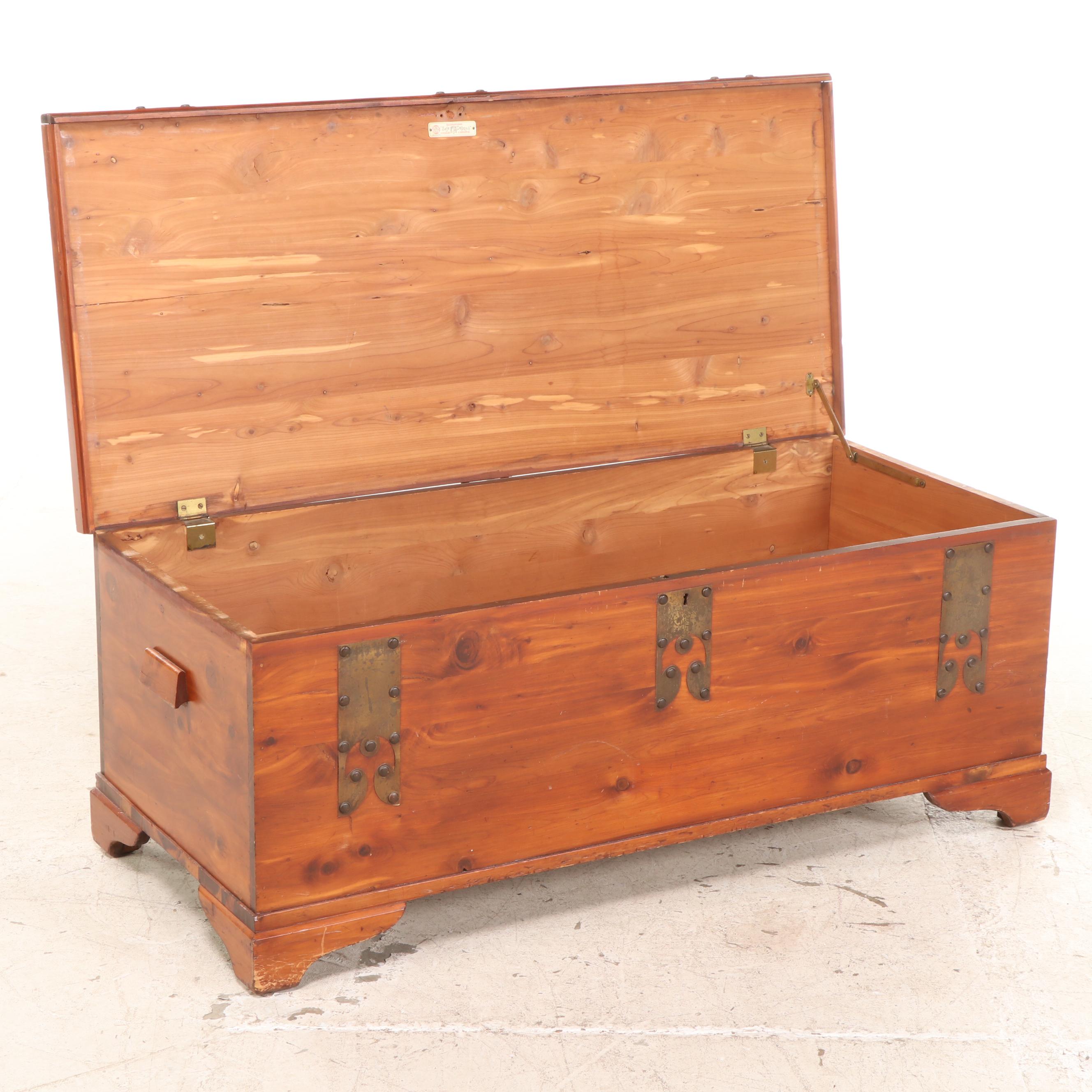 West Branch Novelty Co. Brass-Bound Cedar Chest, 20th Century