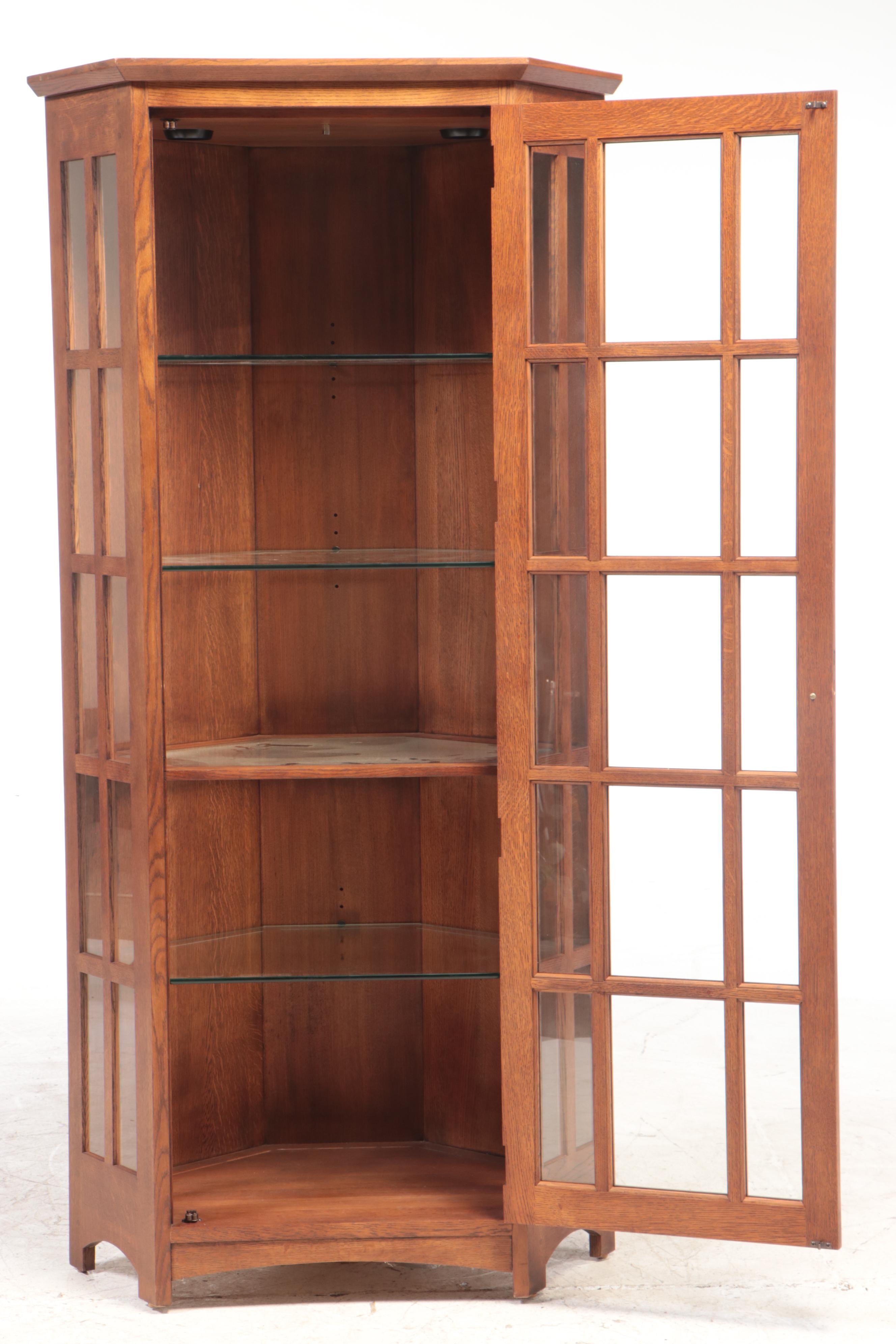 Stickley, Arts and Crafts Style Oak Corner Cabinet