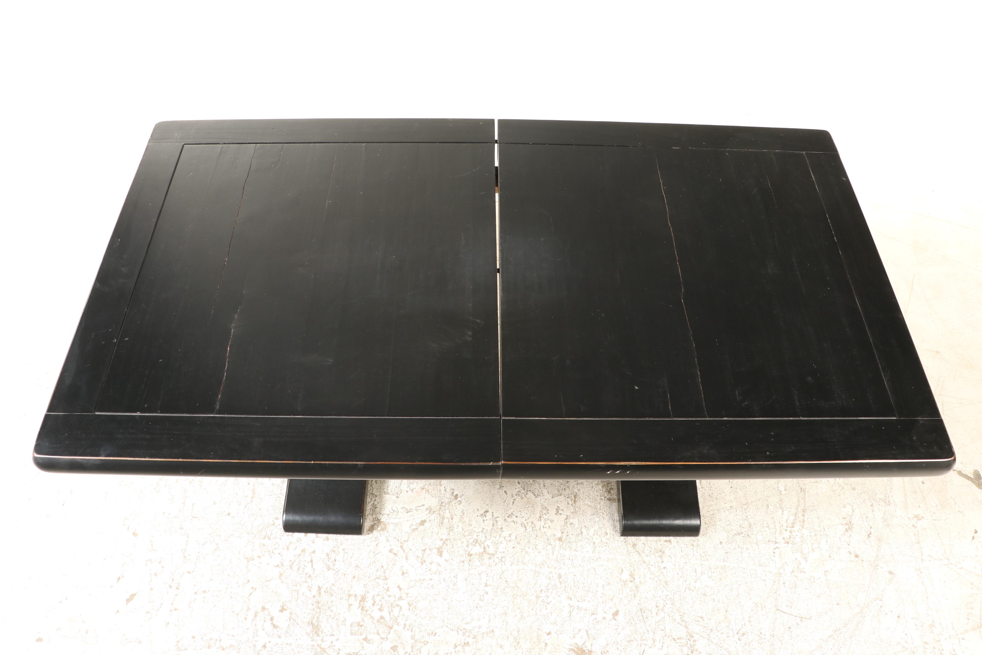 Ebonized Pine Double-Pedestal Extension Dining Table