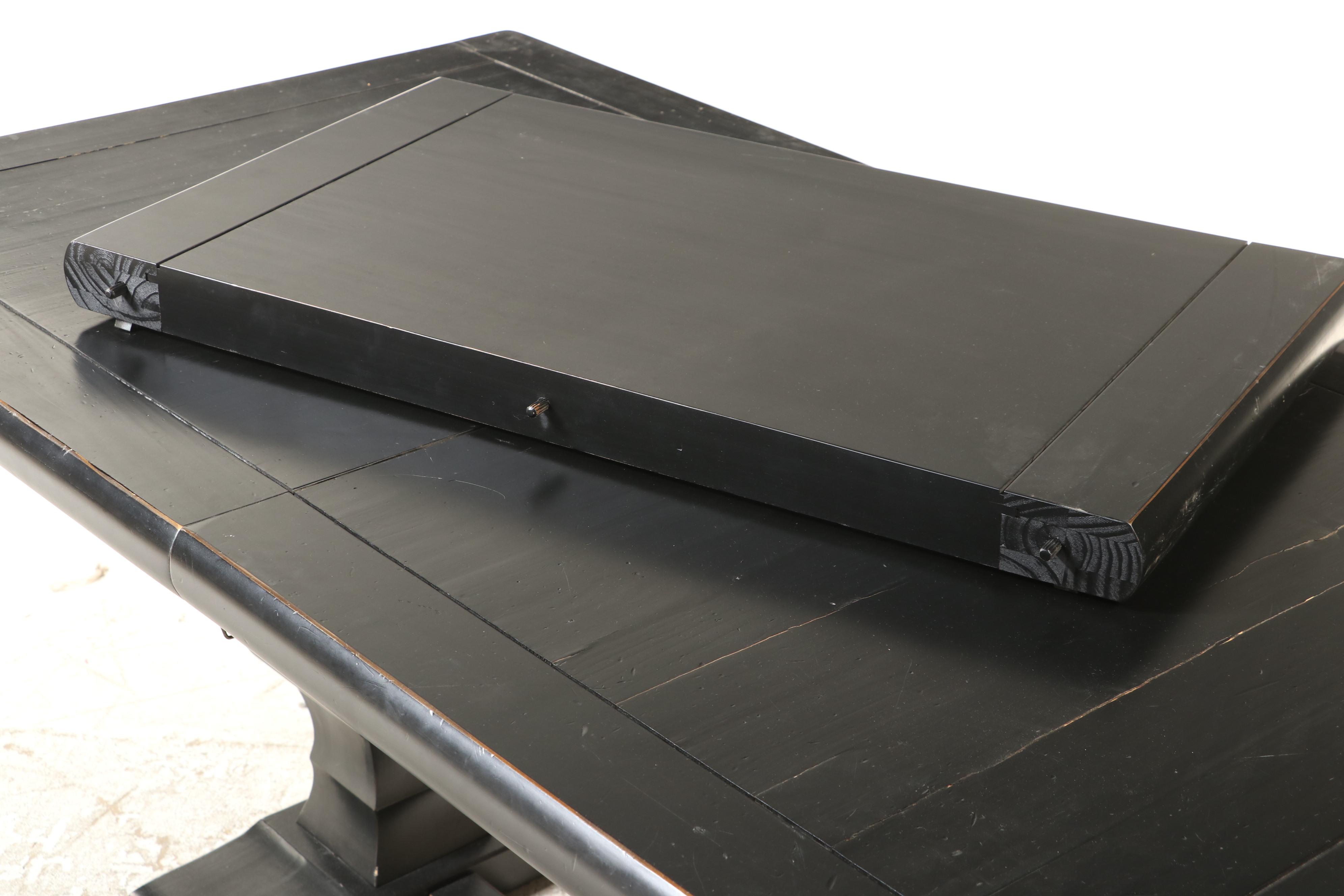 Ebonized Pine Double-Pedestal Extension Dining Table