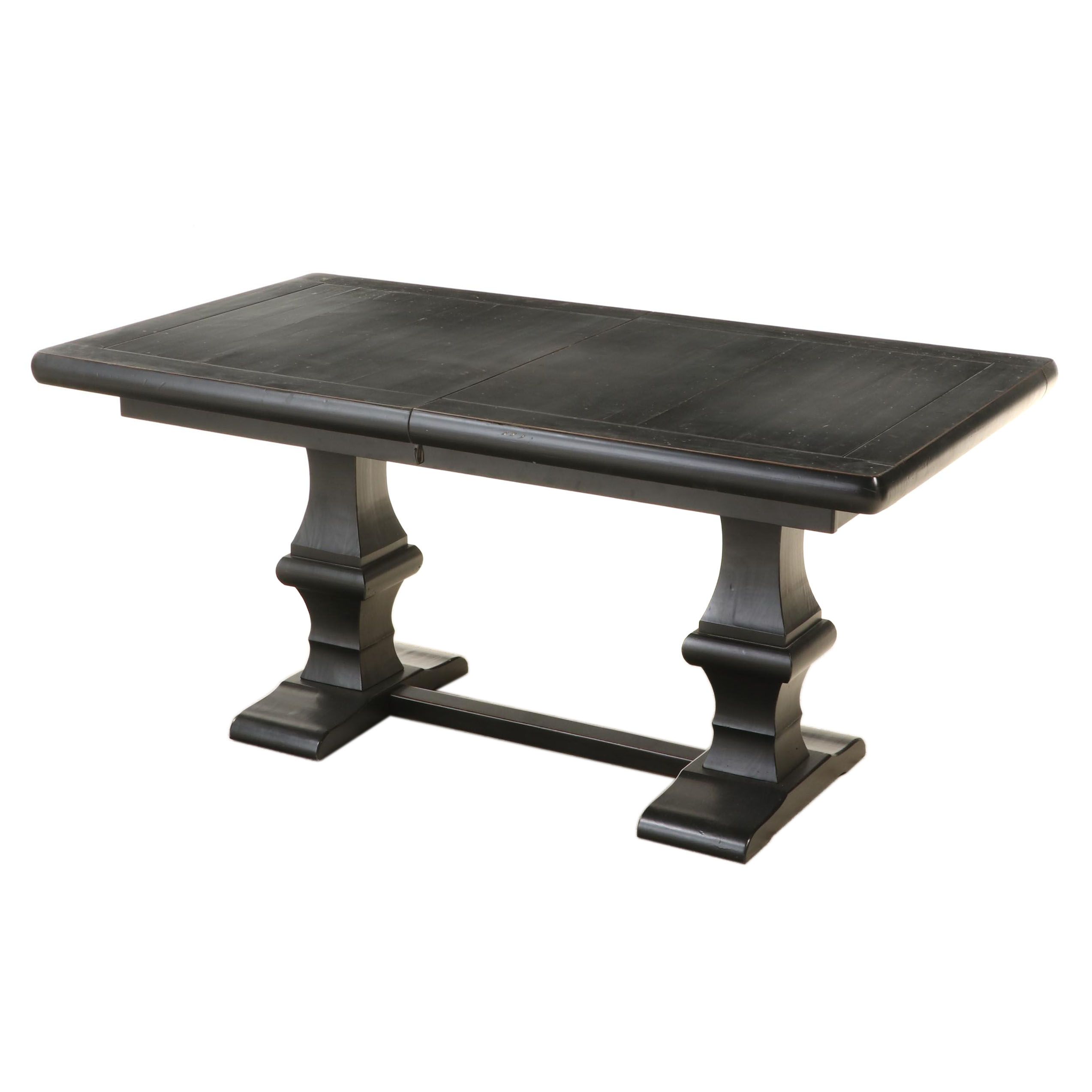 Ebonized Pine Double-Pedestal Extension Dining Table