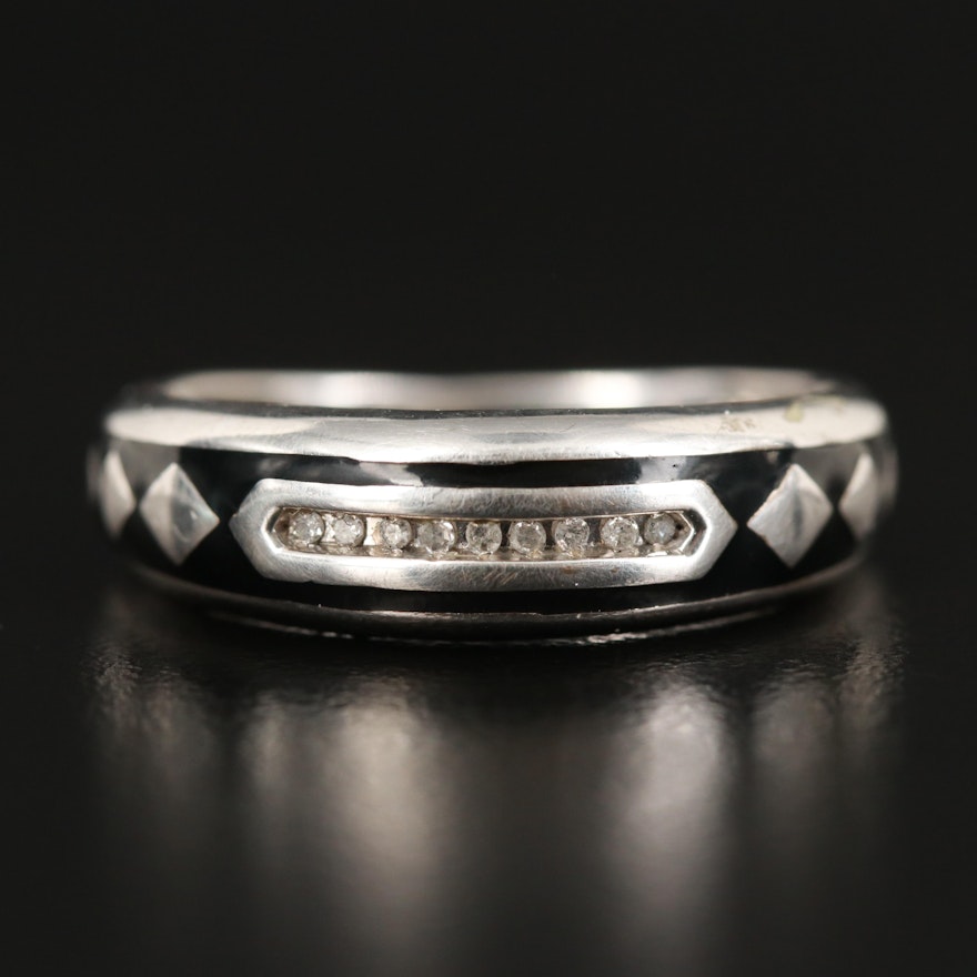 Sterling Diamond and Enamel Channel Band