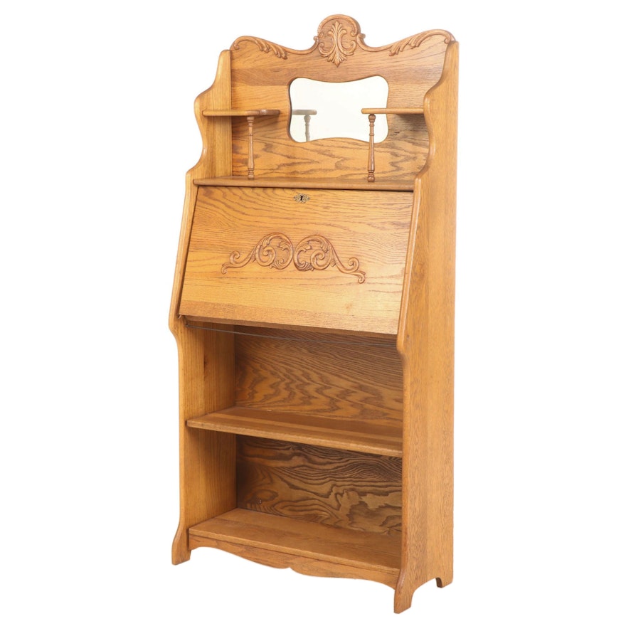 Late Victorian Oak Secretary Bookcase, circa 1900