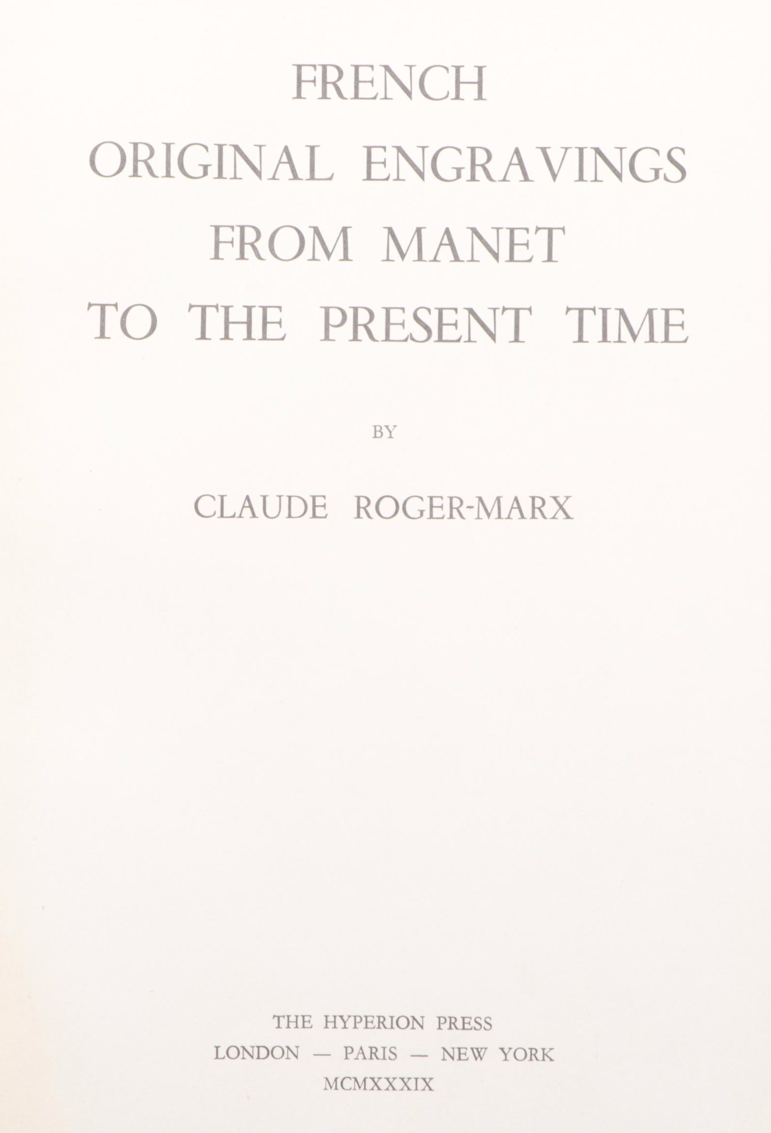 First Edition "French Original Engravings from Manet to the Present Time," 1939