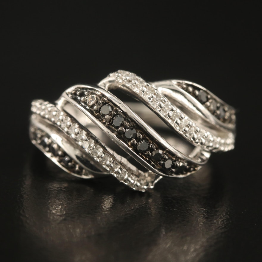 Sterling Diamond Wave Ring