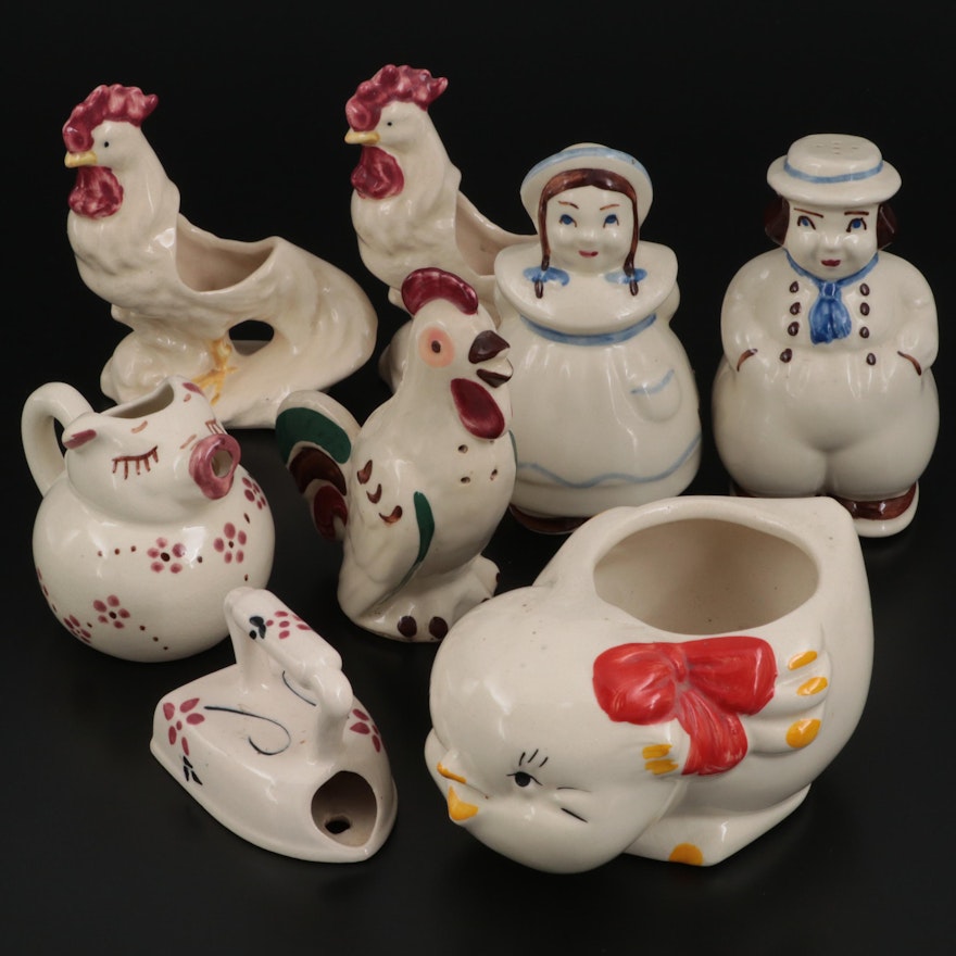 Shawnee and Other Pottery Shakers, Creamer, Planters and Tableware