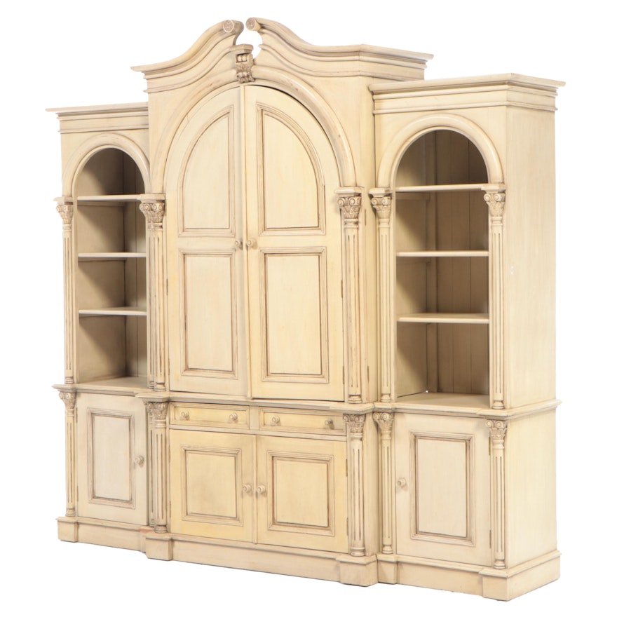 Georgian Style Buff-Painted Wooden Four-Piece Wall Unit