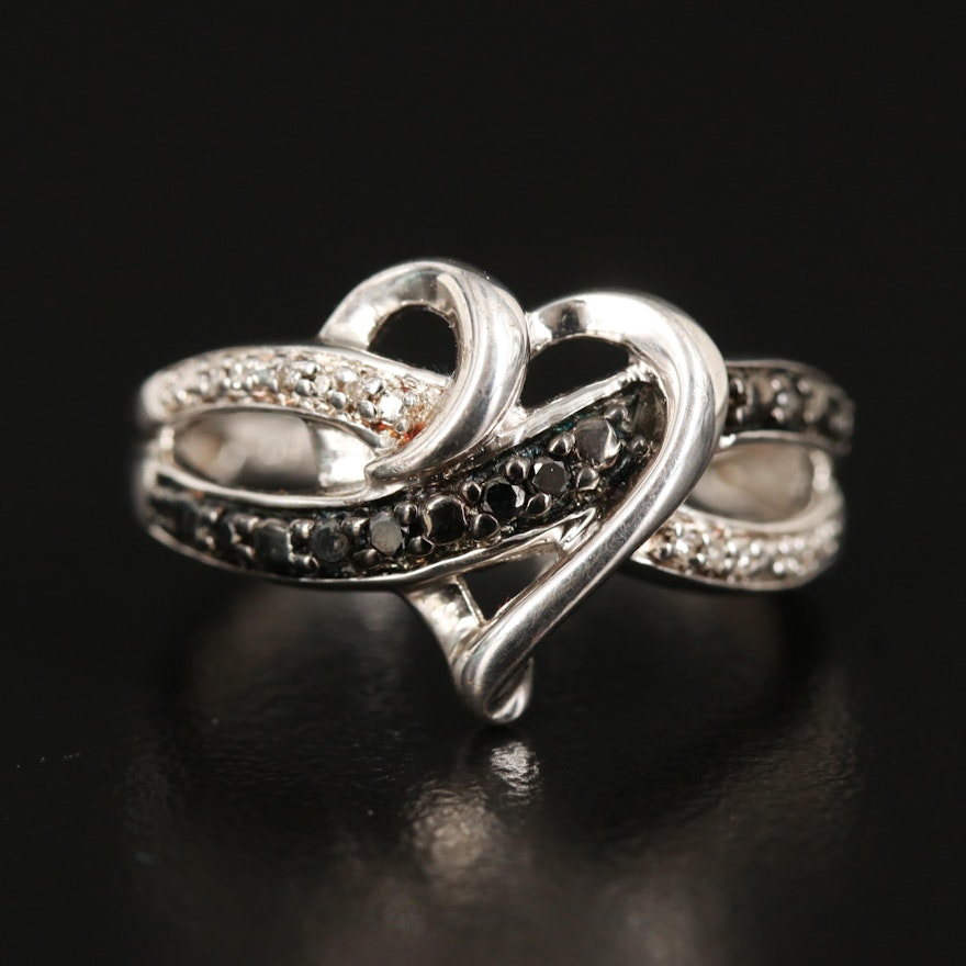 Sterling Diamond Heart Ring