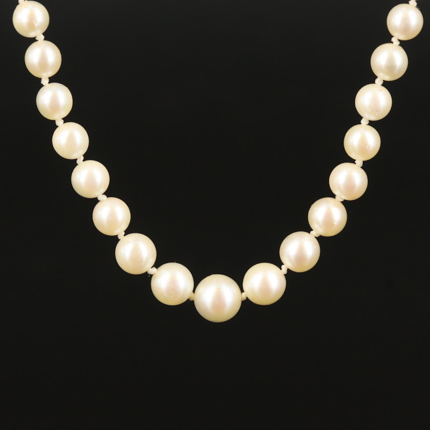Graduated Pearl Necklace with 10K Clasp
