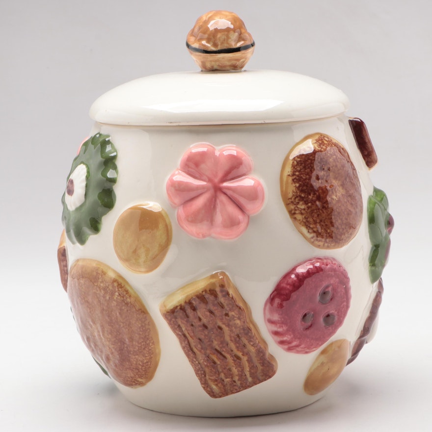 Los Angeles Pottery Co. "Cookies All Over" Ceramic Cookie Jar, Mid-20th Century