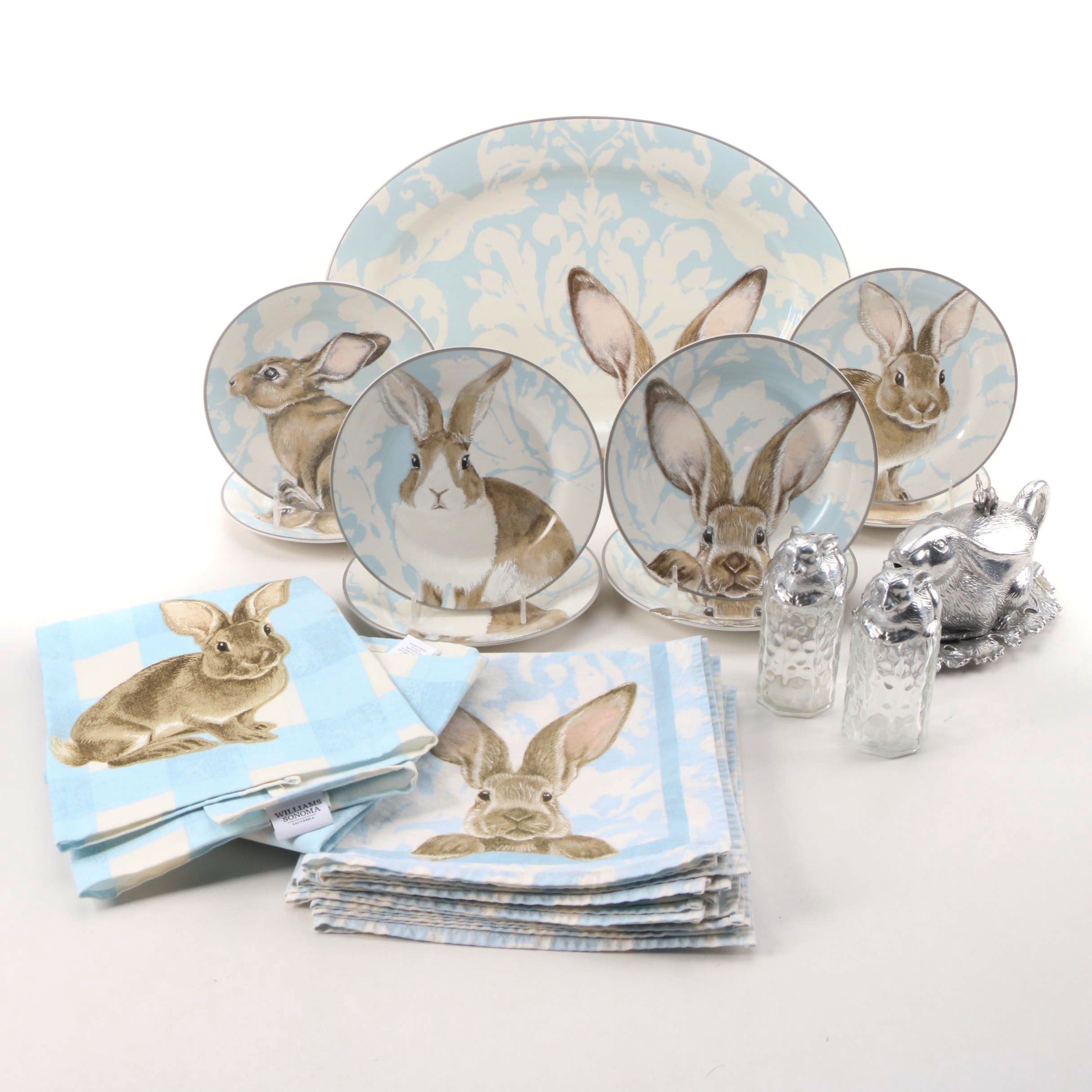 Williams-Sonoma "Damask Bunny" Porcelain Dinnerware with Arthur Court Tableware
