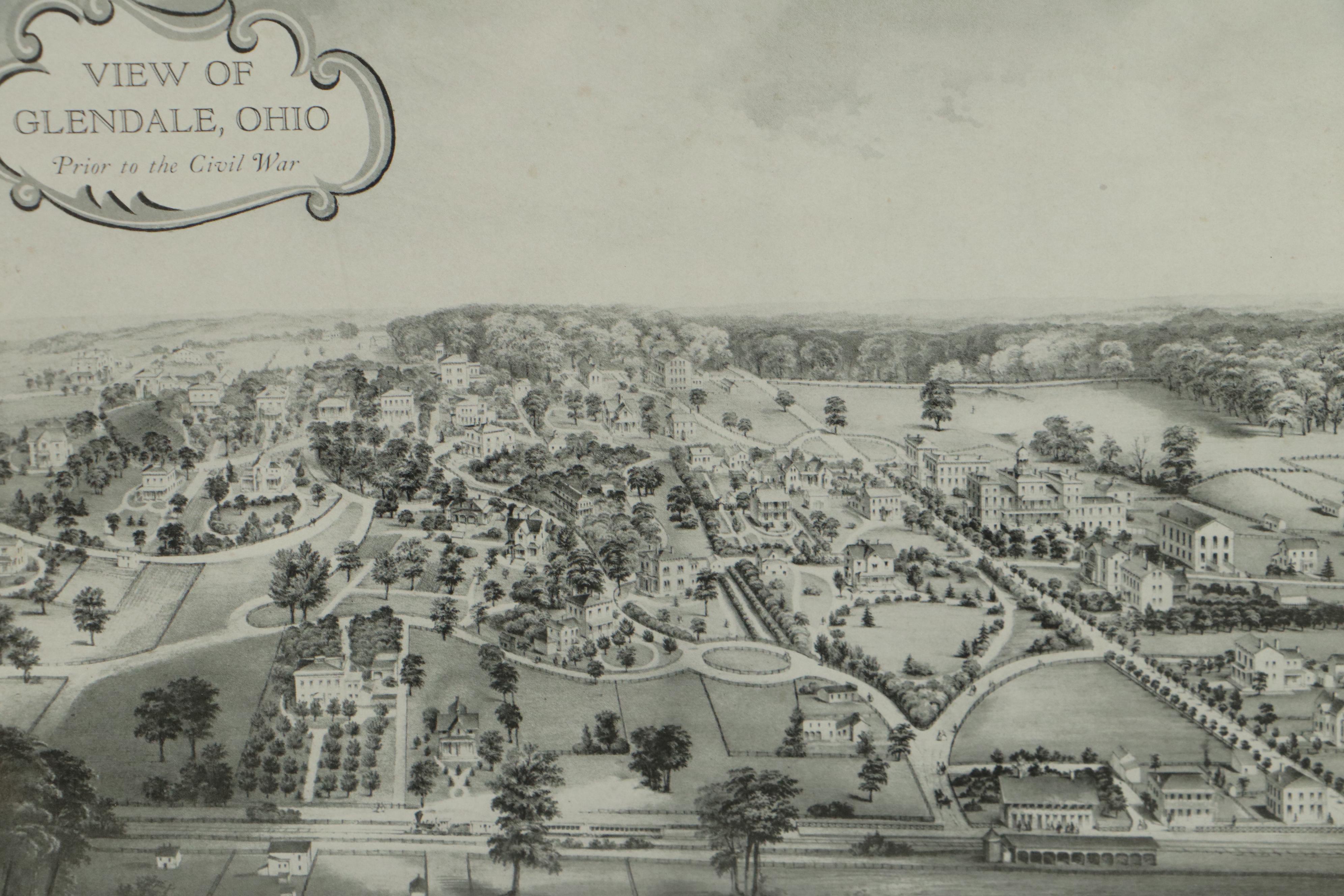 Pictorial Lithograph Map of Glendale, Ohio and More