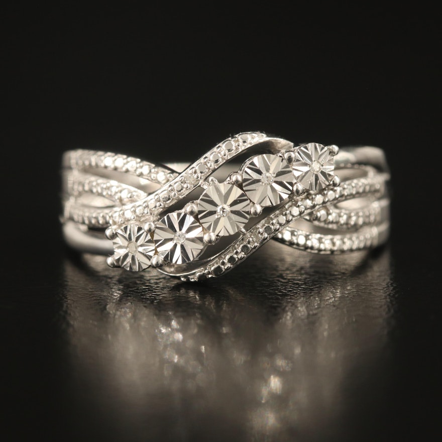 Sterling Diamond Crossover Ring