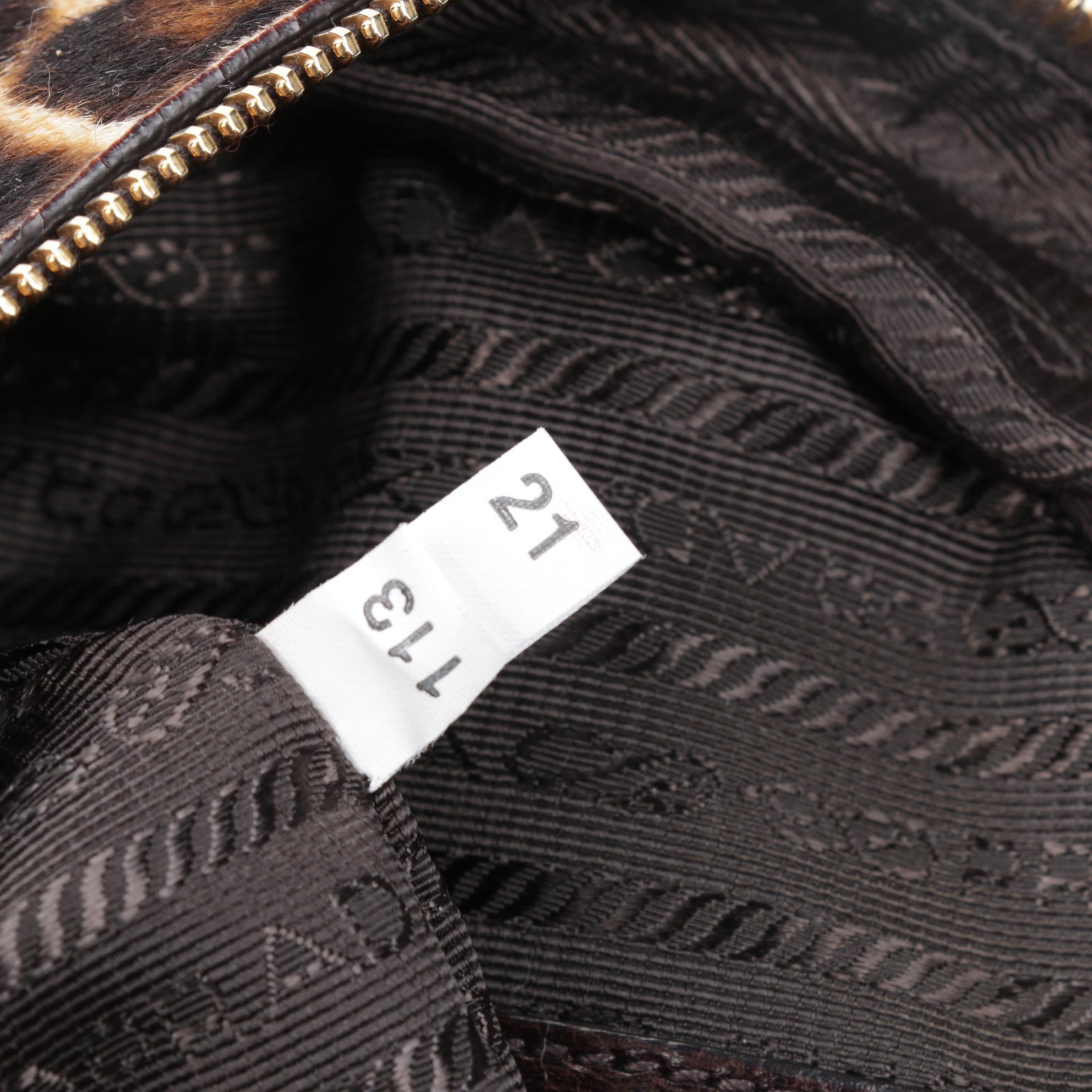 Prada Leopard Print Calf Hair Bowler Bag with Detachable Shoulder Strap