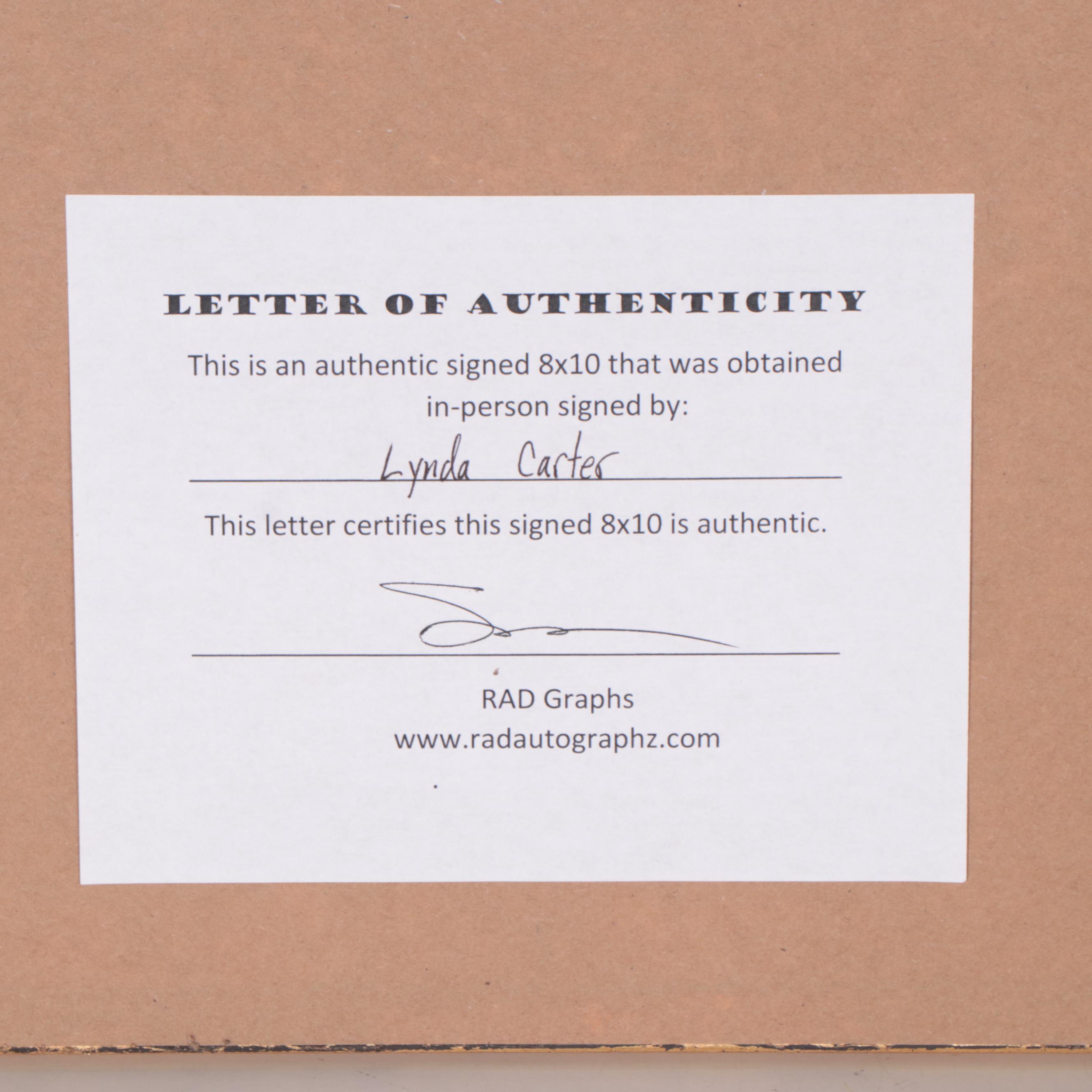 Lynda Carter "Wonder Woman" Signed Photo, COA