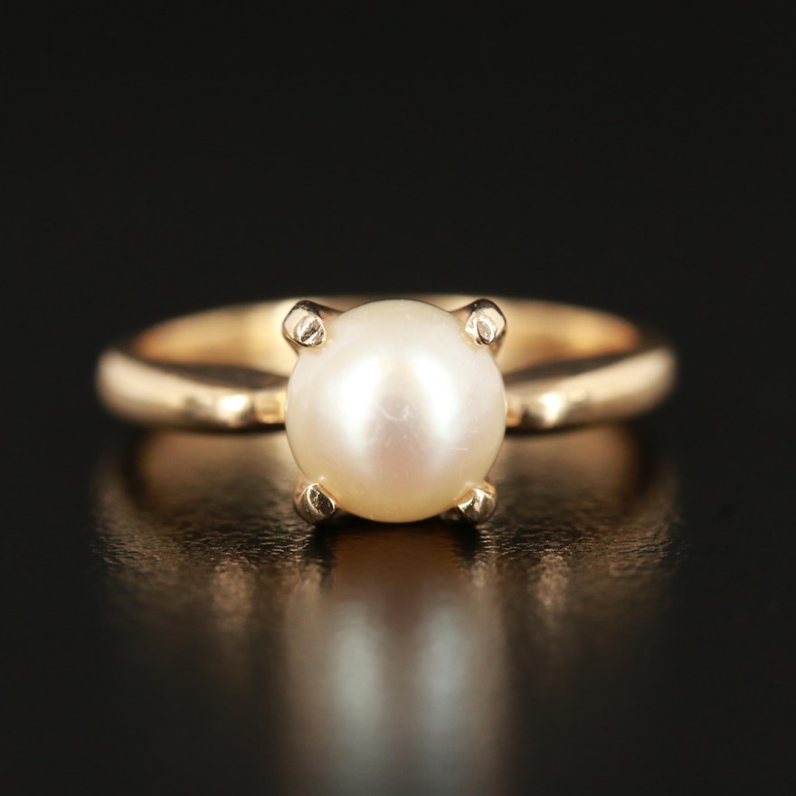 14K Pearl Solitaire Ring