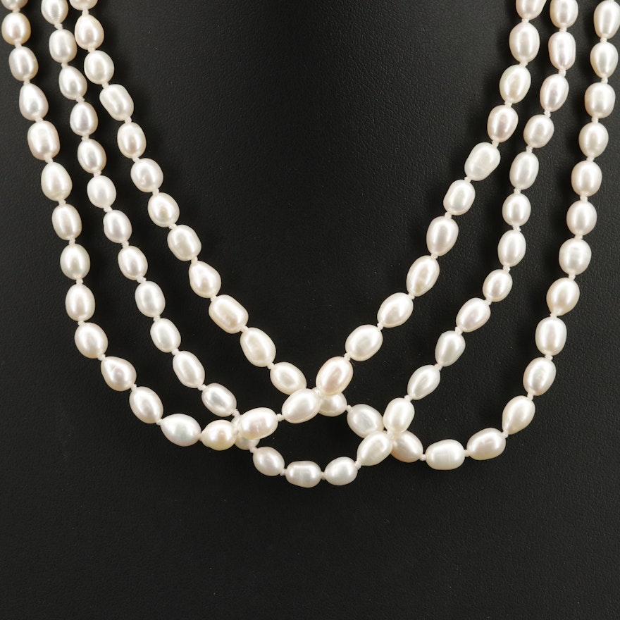 Trio of Pearl Necklaces with Sterling Closures