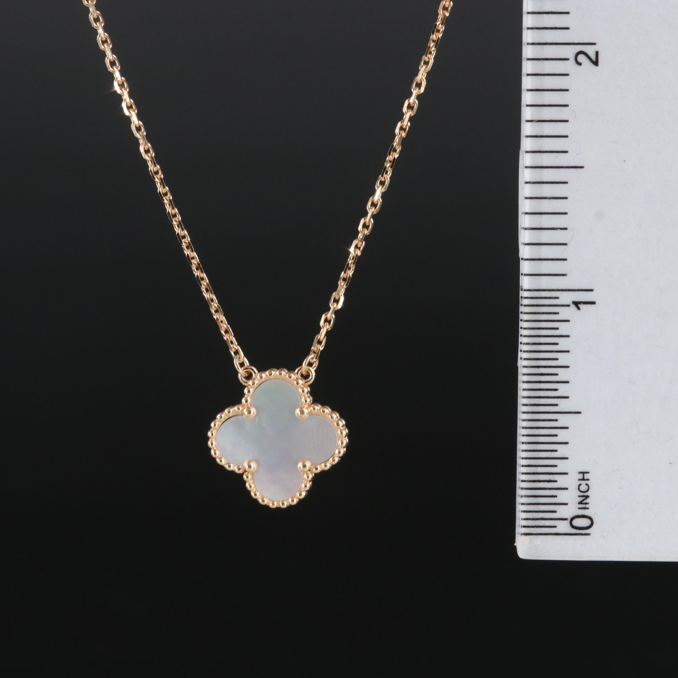 Van Cleef & Arpels "Alhambra" 18K Mother of Pearl Quatrefoil Necklace