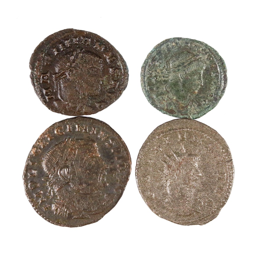 Four Ancient Roman Coins Including Constantine II