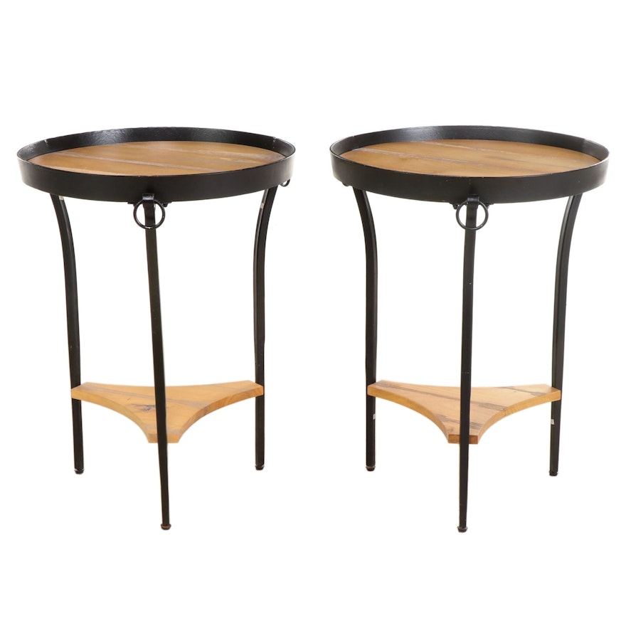 Hammary Furniture Pair of Metal Framed Neoclassical End Tables