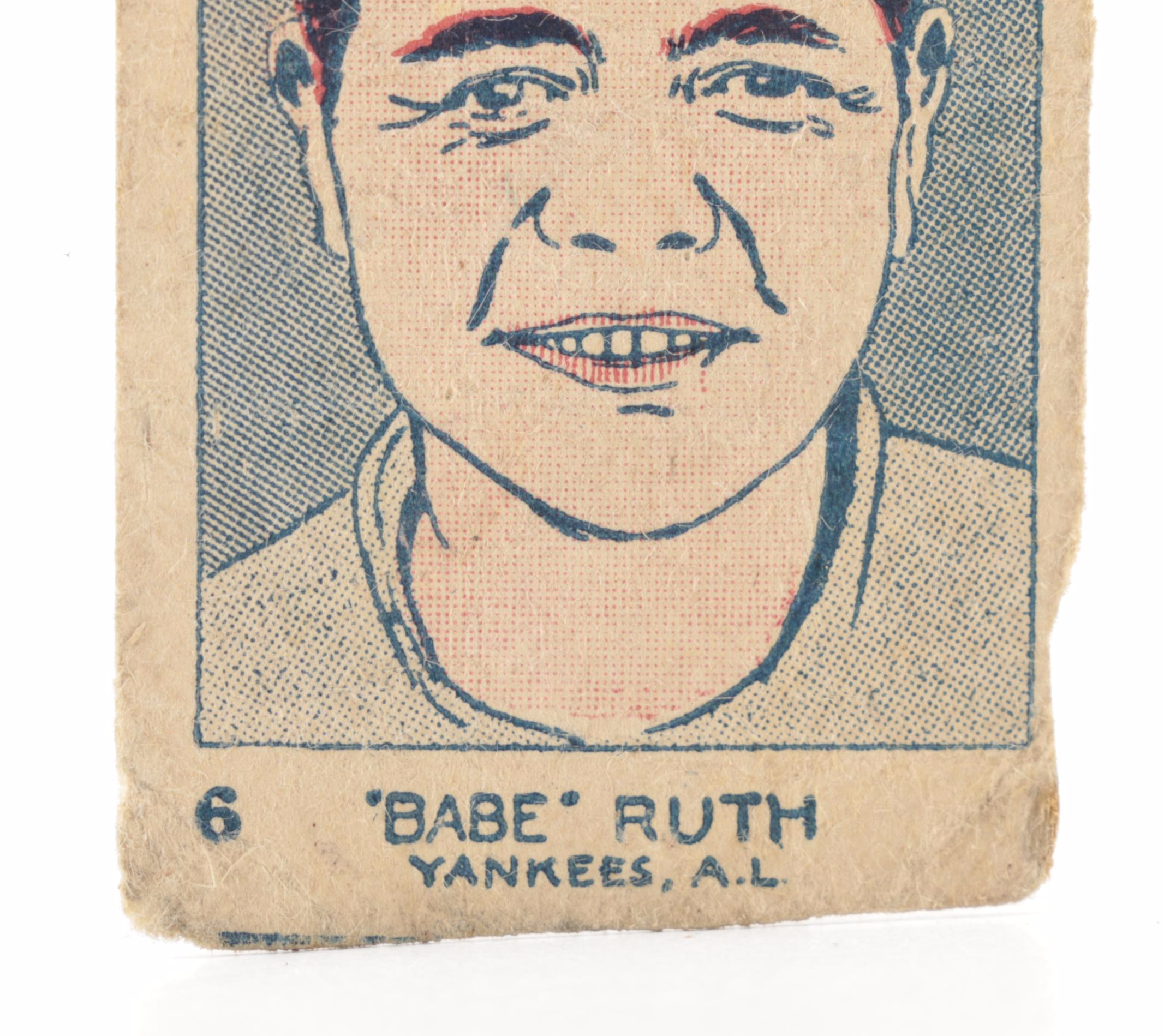 1926 W512 Babe Ruth #6 Yankees, N.Y. Hand-Cut Baseball Strip Card