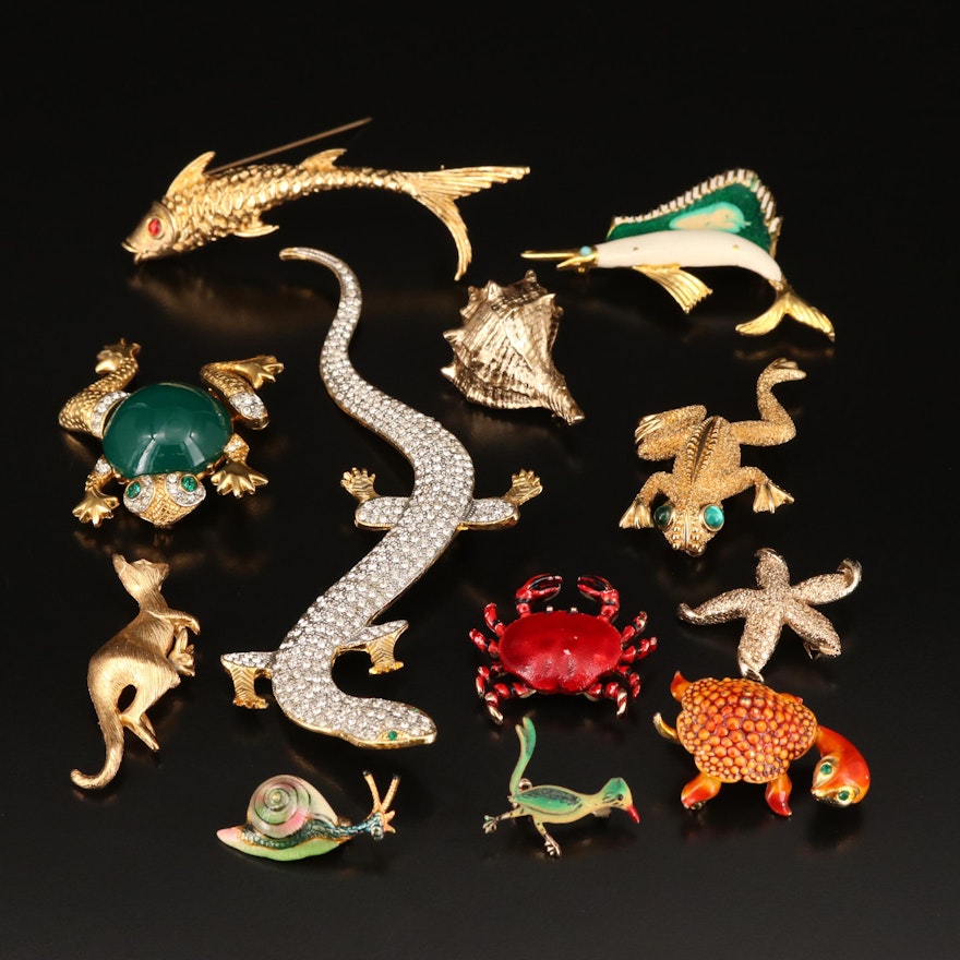 Salamander Rhinestone Brooch Featured with Animal Brooches and Pins