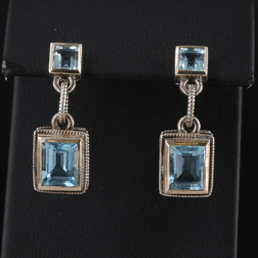 Sterling Sky Blue Topaz Earrings with 14K Accents