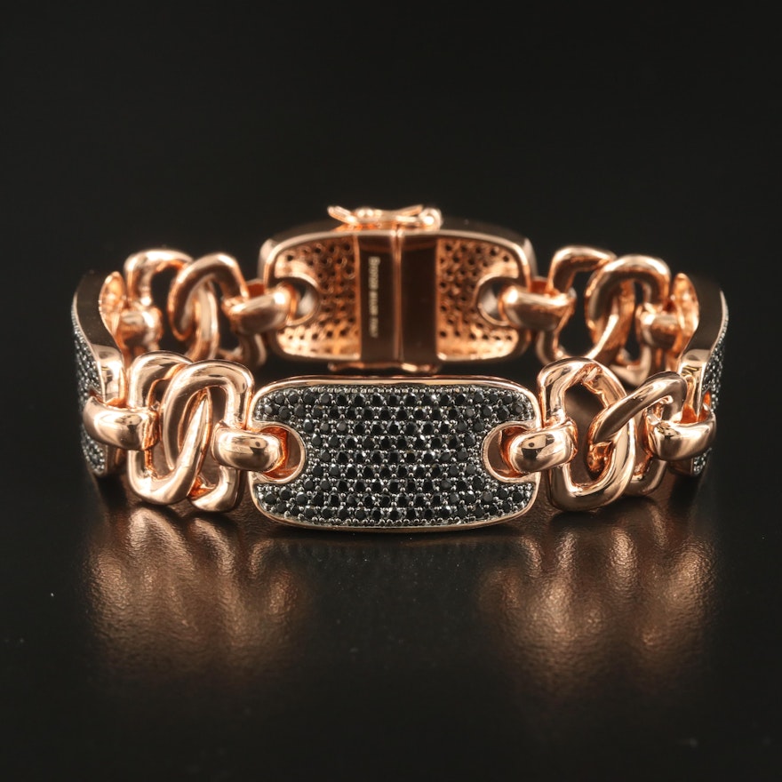 Italian Milor Bronze Pavé Cubic Zirconia Panel Bracelet